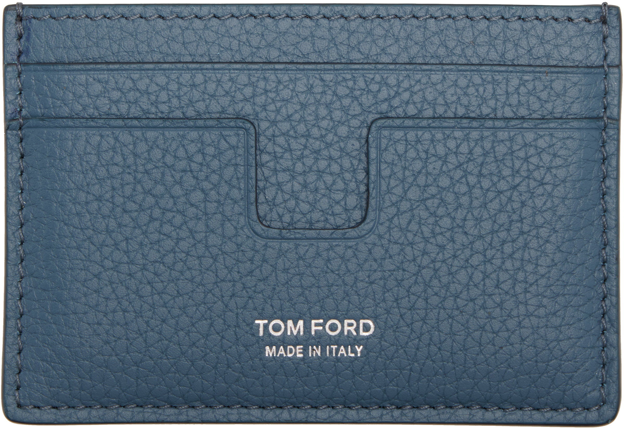 Tom Ford Blue Grain Leather Classic Card Holder
