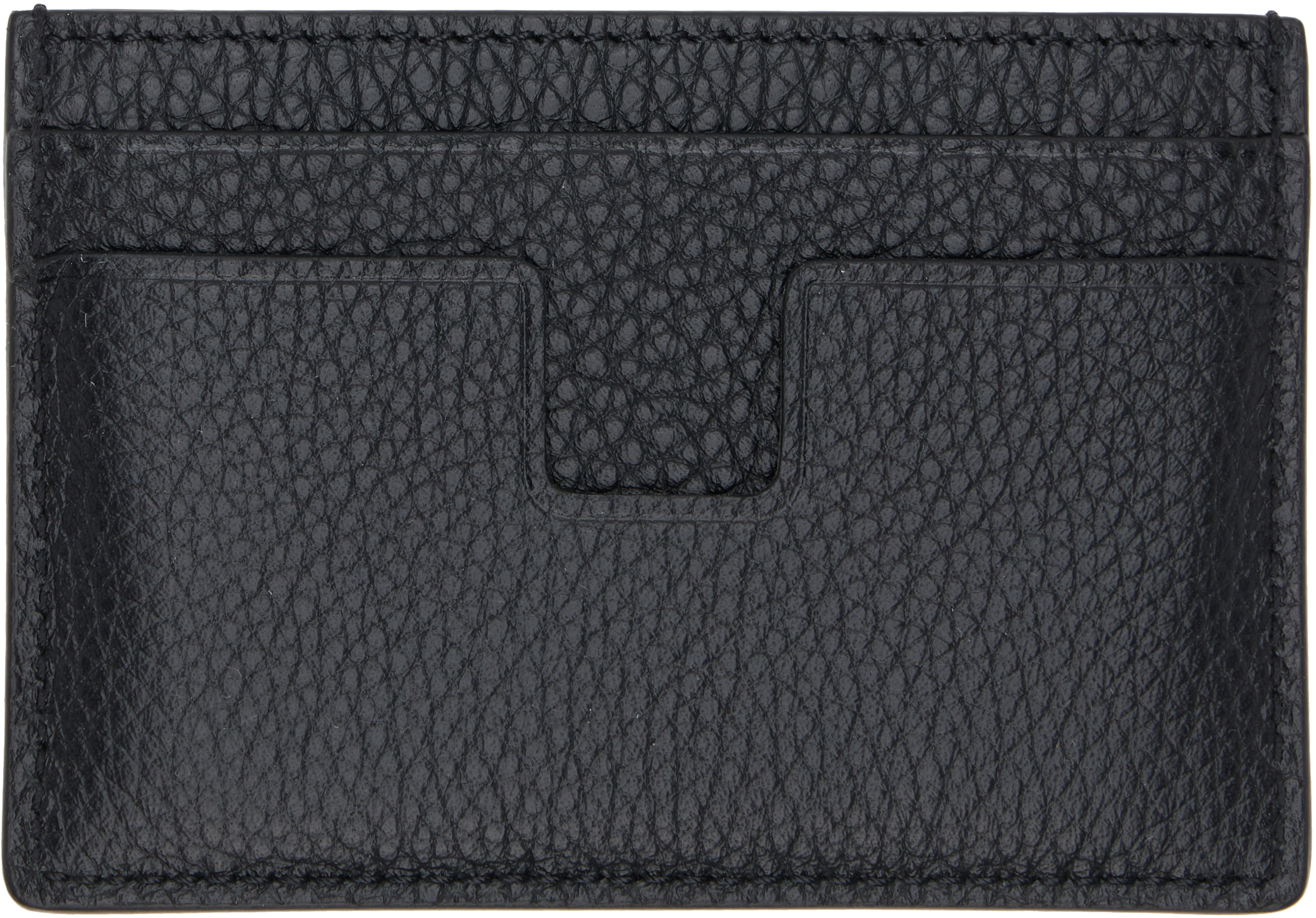 Tom Ford Black Soft Grain Leather Money Clip Card Holder