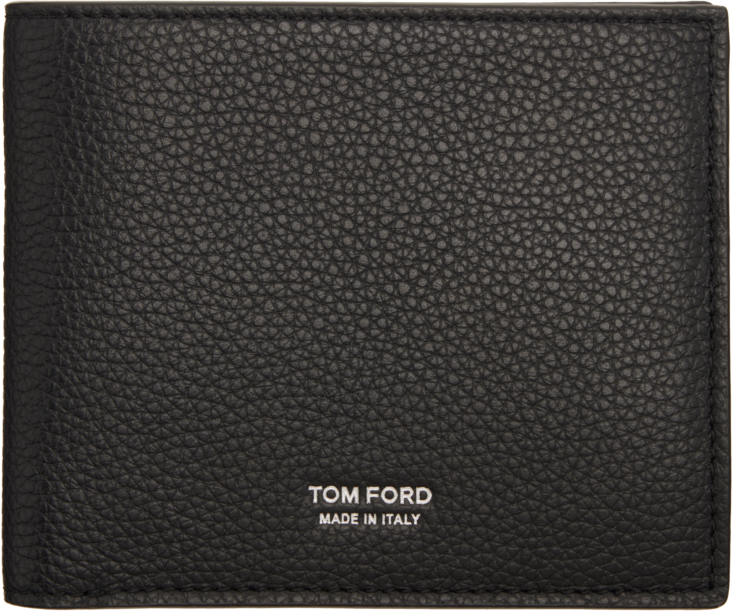 Tom Ford Black Soft Grain Leather T Line Classic Bifold Wallet