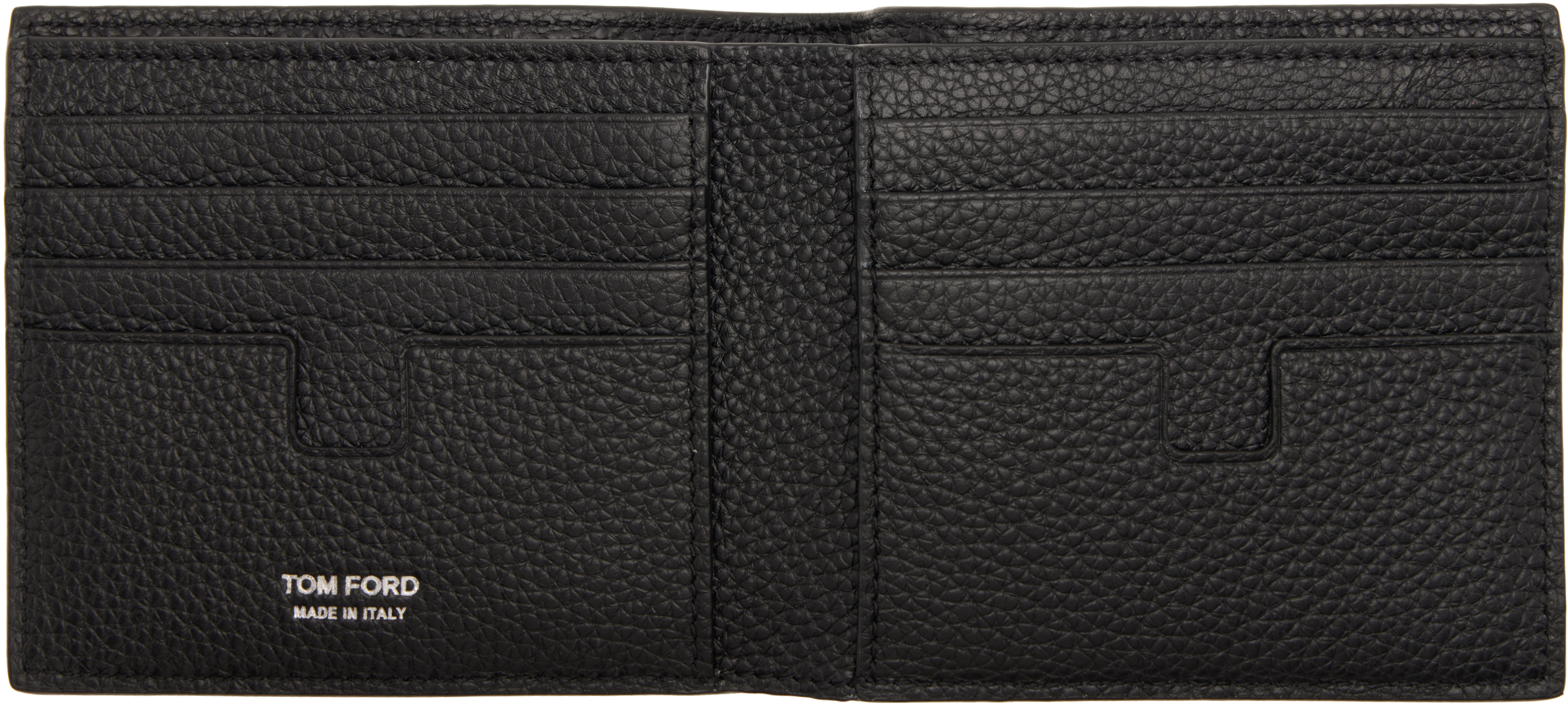 Tom Ford Black Soft Grain Leather T Line Classic Bifold Wallet