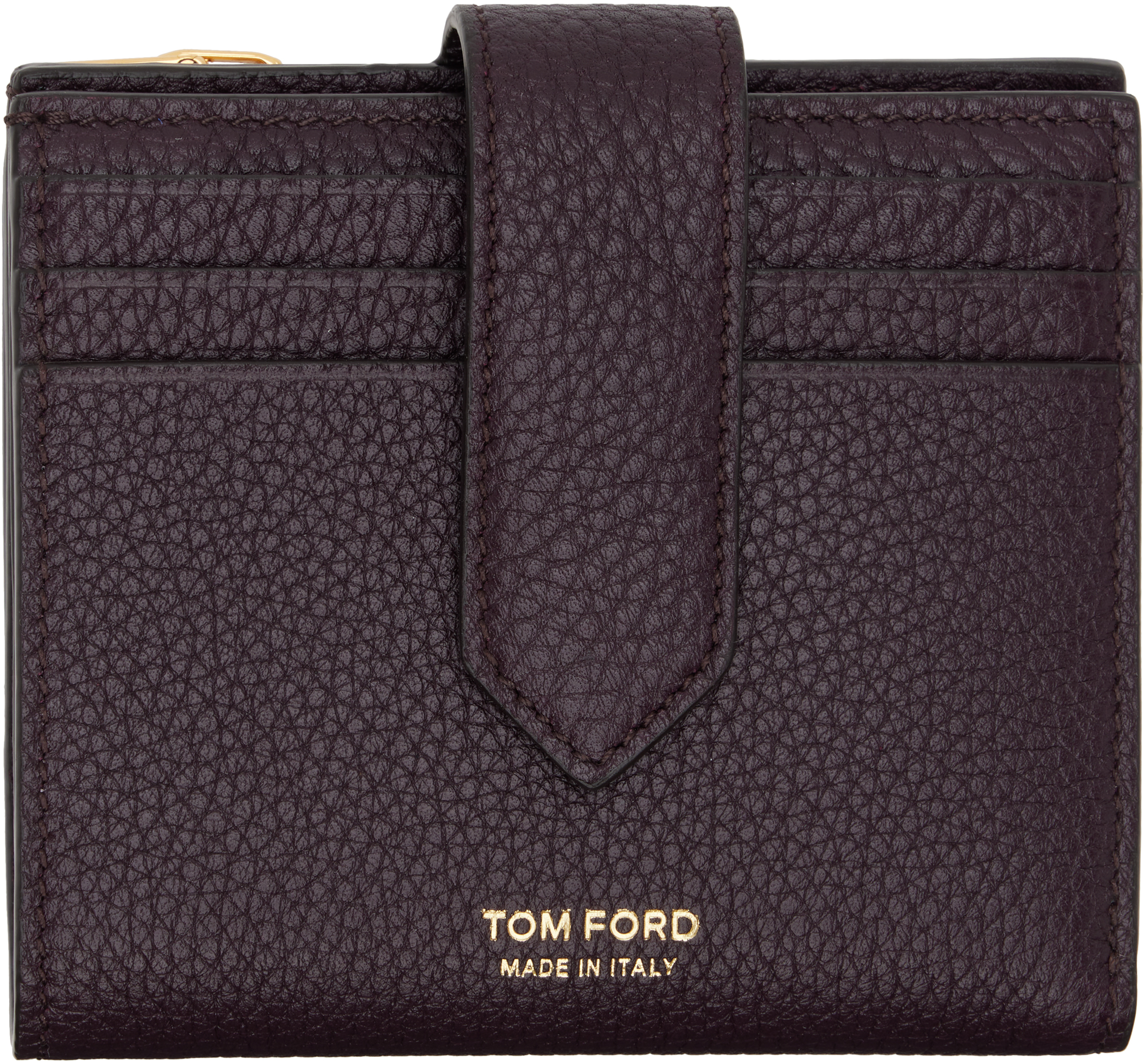 Tom Ford Burgundy Soft Grain Leather Snap Wallet In Burgundy