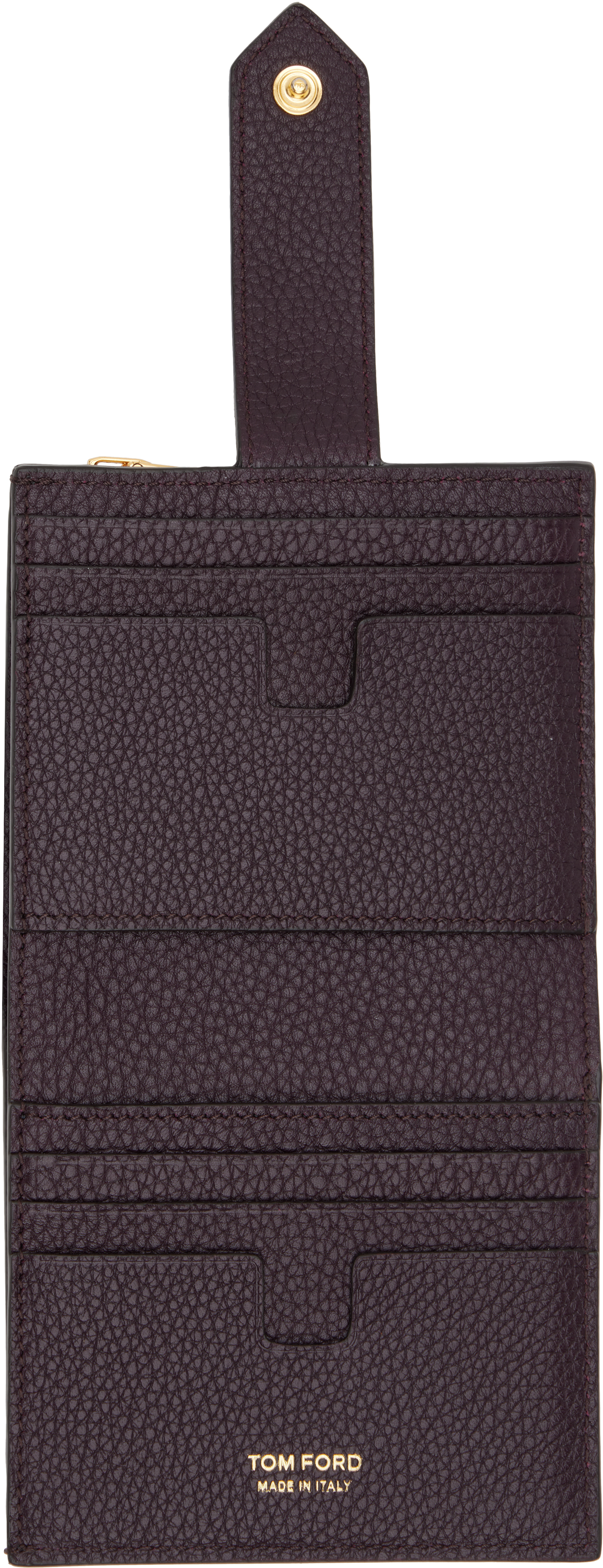 Tom Ford Burgundy Soft Grain Leather Snap Wallet In Burgundy