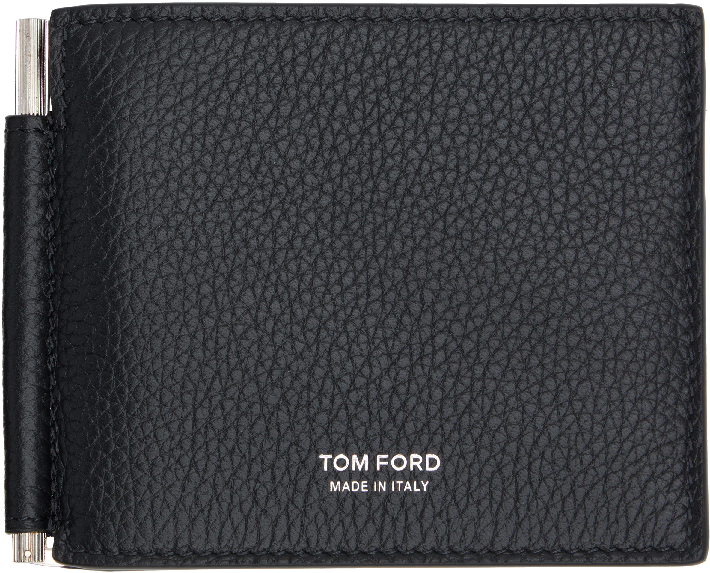 TOM FORD: ブラック グレインレザー マネークリップ ウォレット