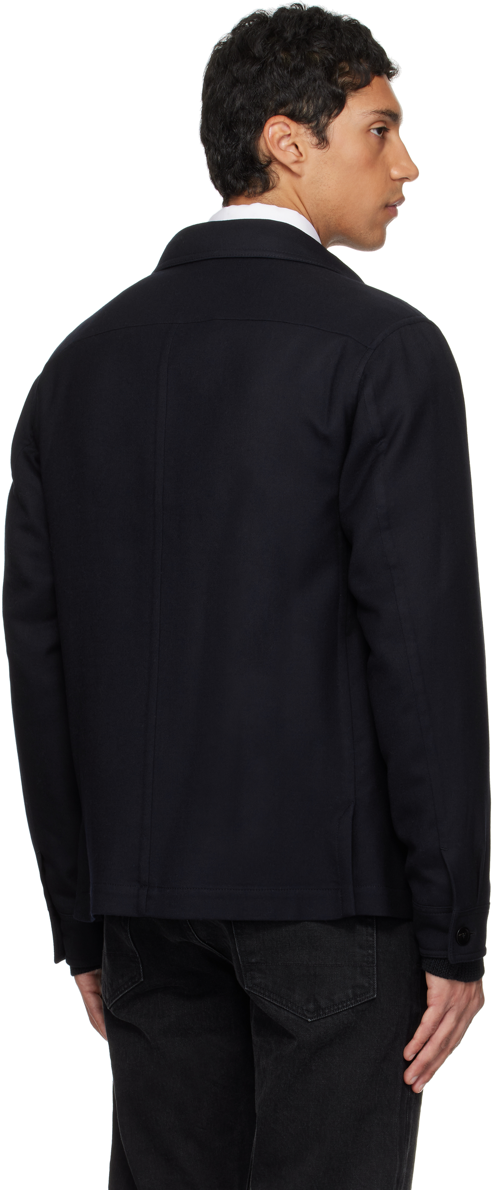 Tom Ford Double Splittable Light Wool Chest Pocket Outershirt In Blue