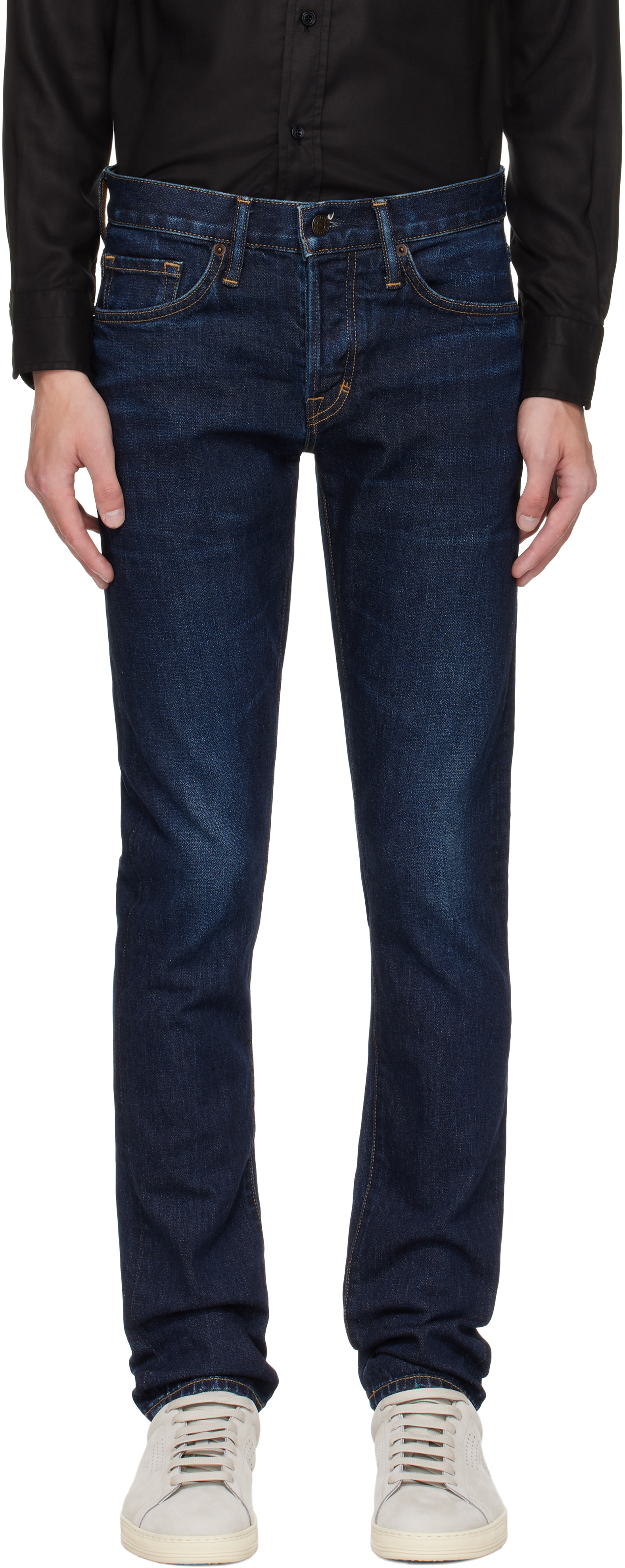 Tom Ford Blue Stretch Twill Slim Fit Jeans In Blue