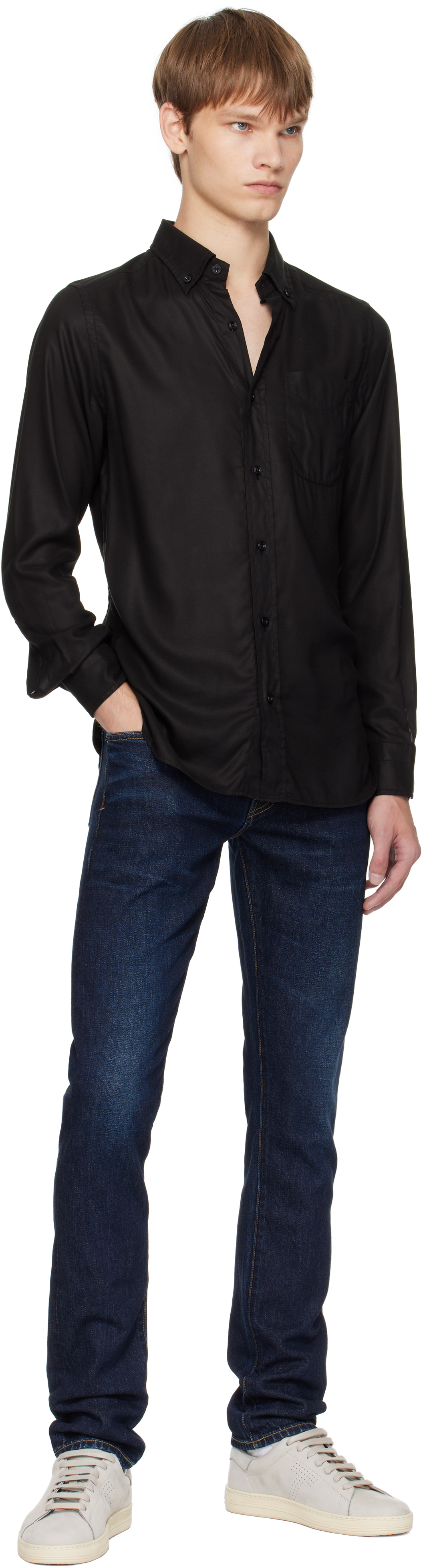 Tom Ford Blue Stretch Twill Slim Fit Jeans In Blue