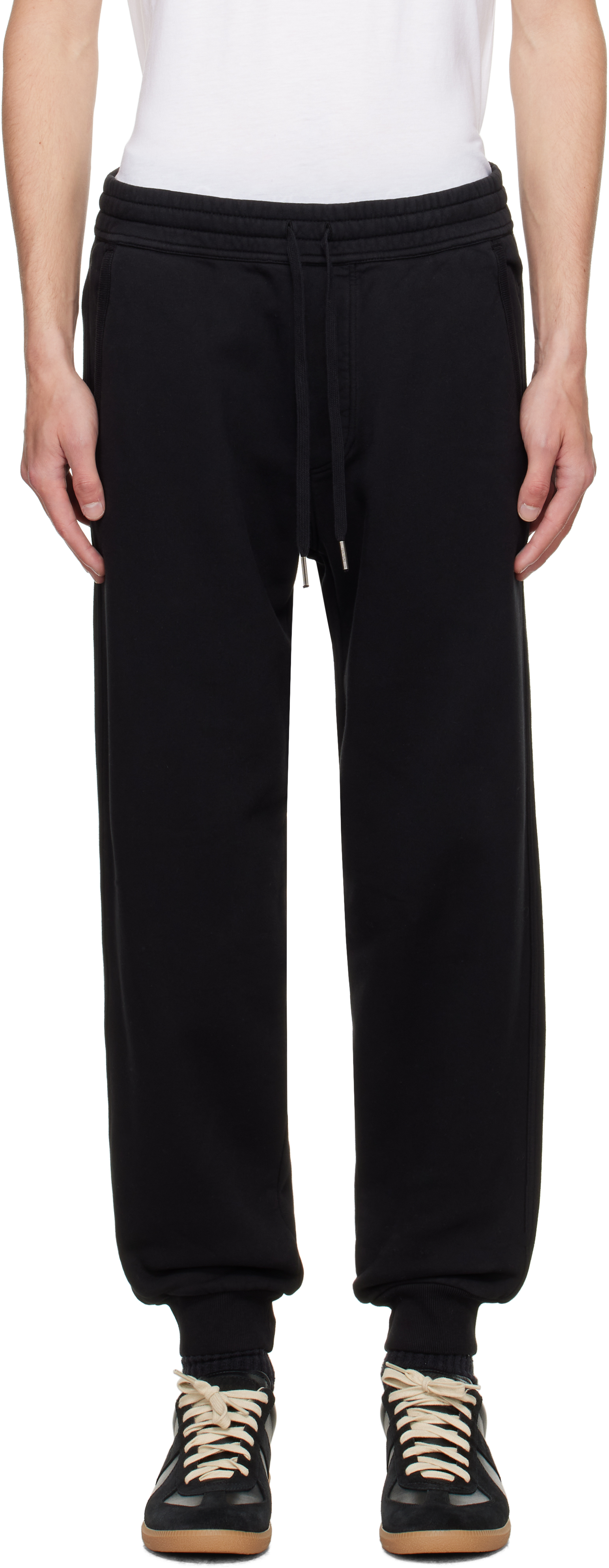 Tom Ford Black Cotton Fleece Sweatpants In Animal Print