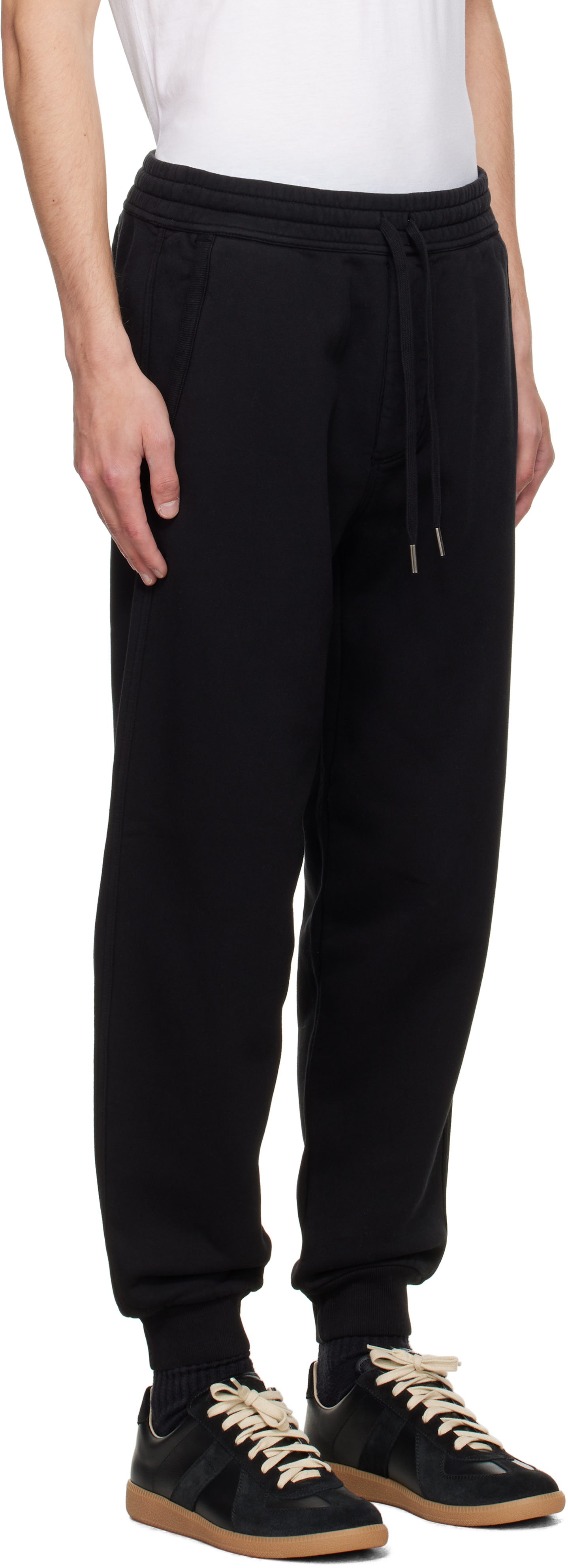 Tom Ford Black Cotton Fleece Sweatpants In Animal Print