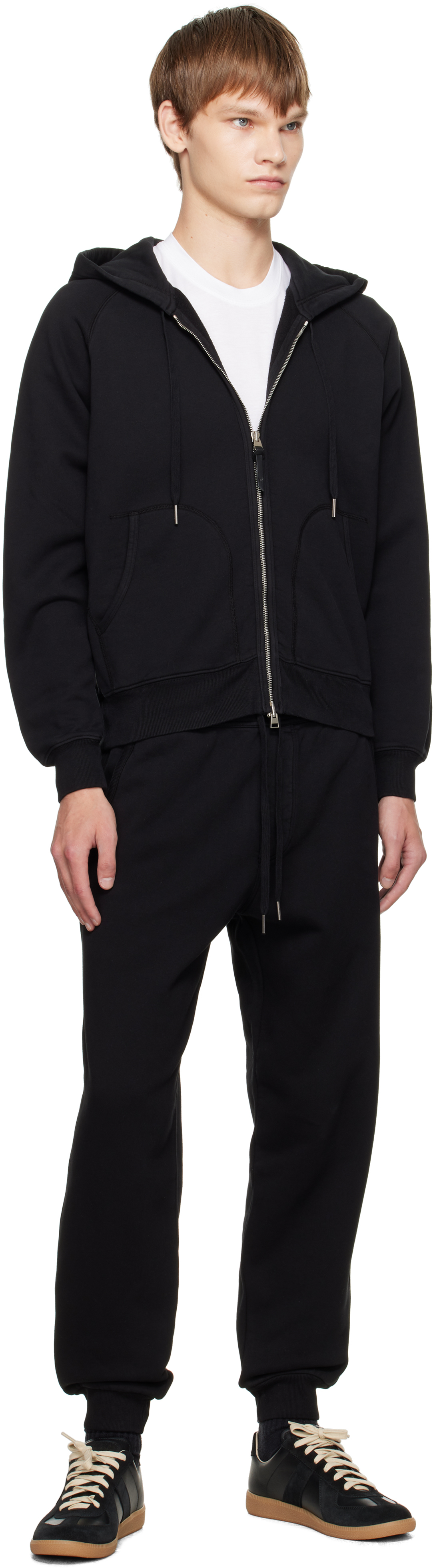 Tom Ford Black Cotton Fleece Sweatpants In Animal Print