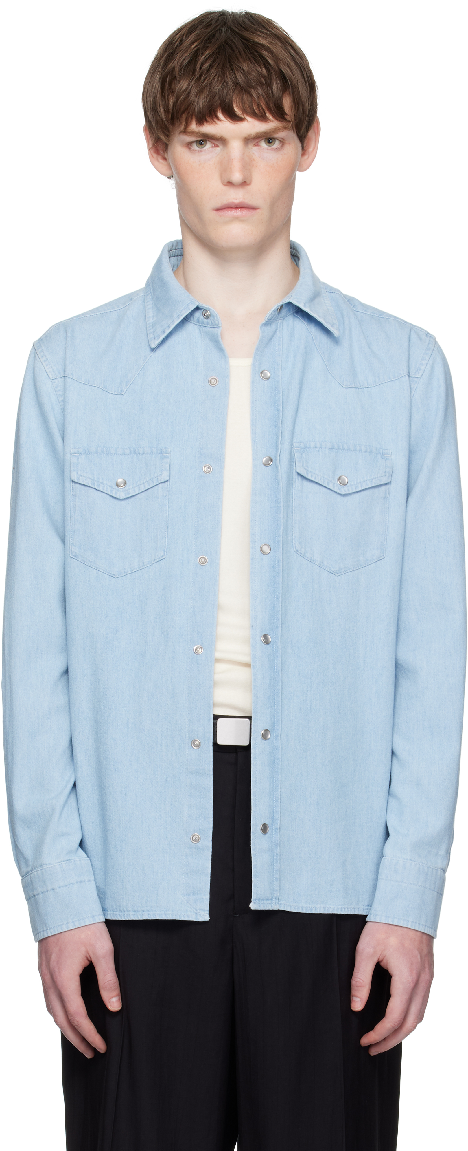 Blue Denim Chambray Western Shirt