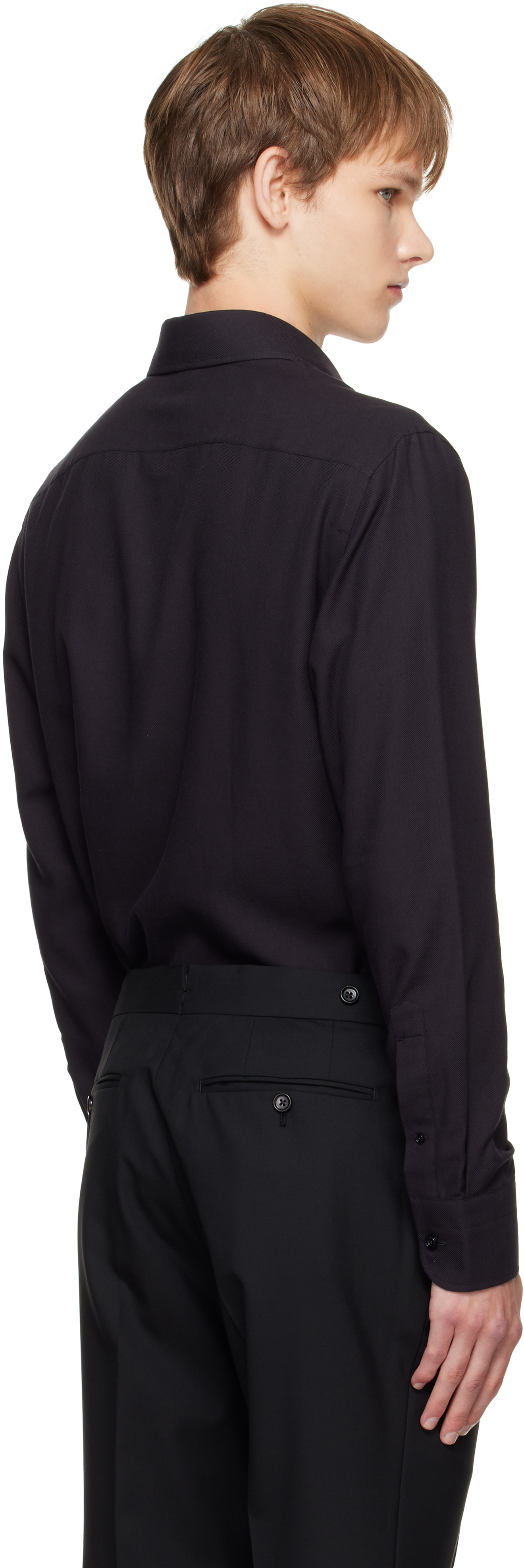 Tom Ford Cotton Silk Serge Fluid Fit Shirt In Black