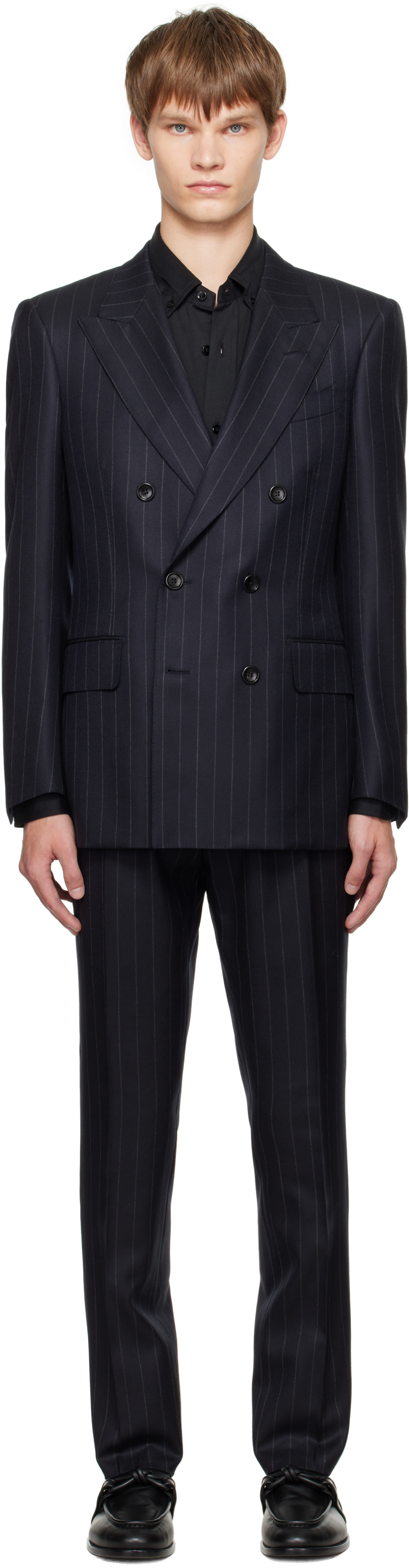Tom Ford Gray Chalk Stripe Dyllan Suit In Multi