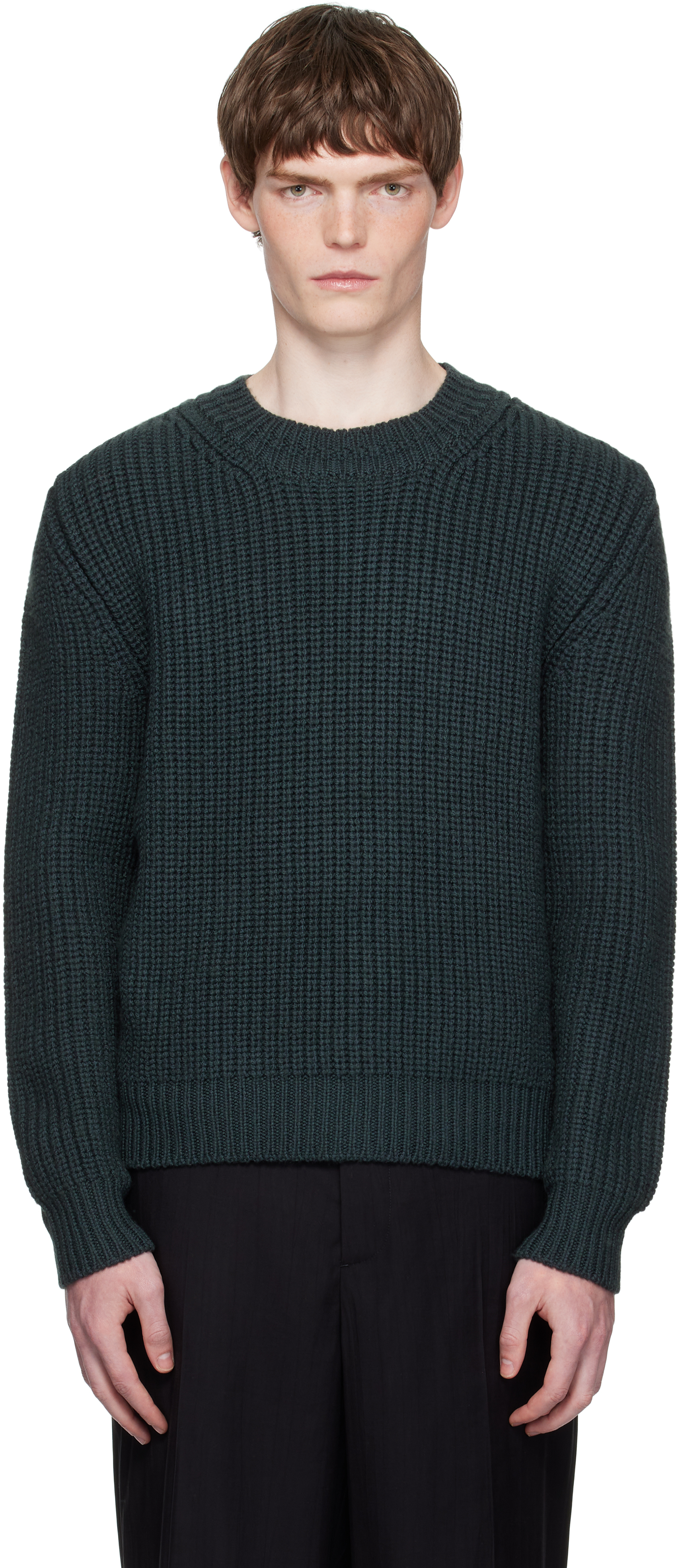 Blue Cashmere Wool Half Stitch Sweater