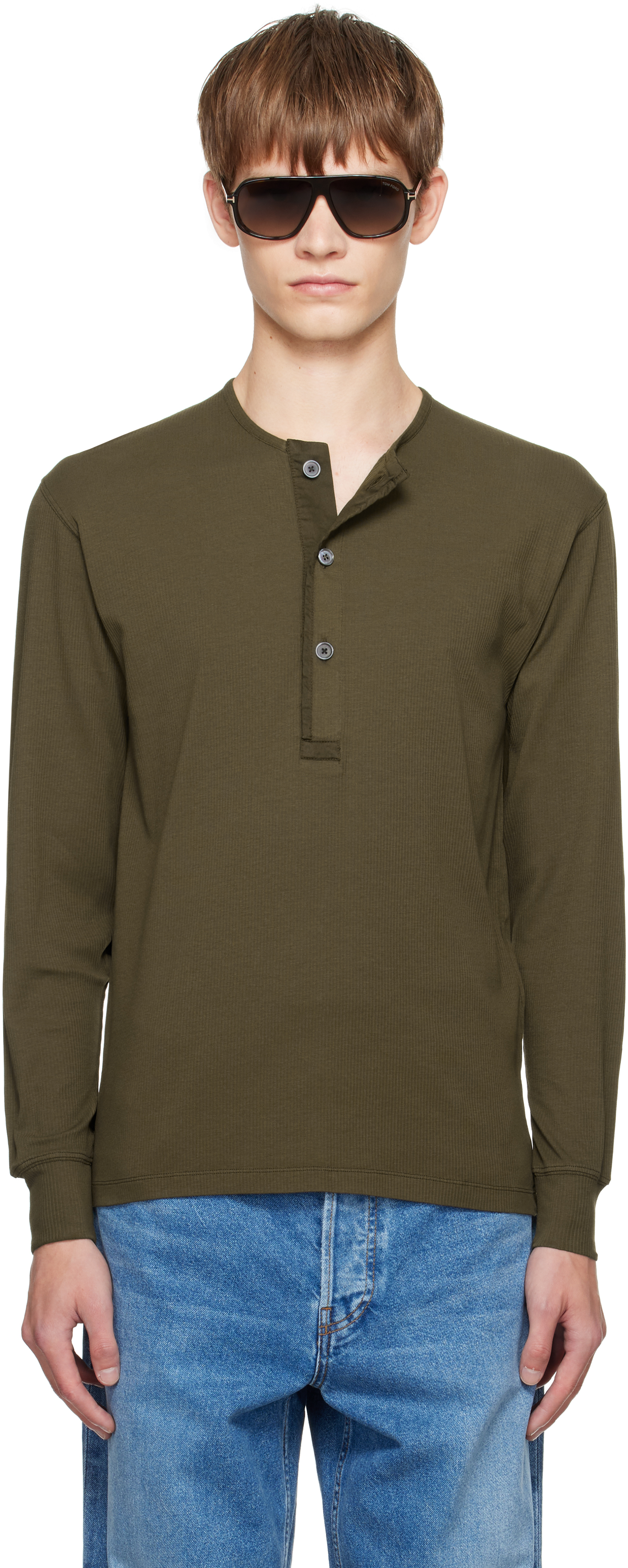 TOM FORD ヘンリーネック長袖カットソー TOM FORD トムフォード ヘンリーネック Tシャツ メンズ | メンズ