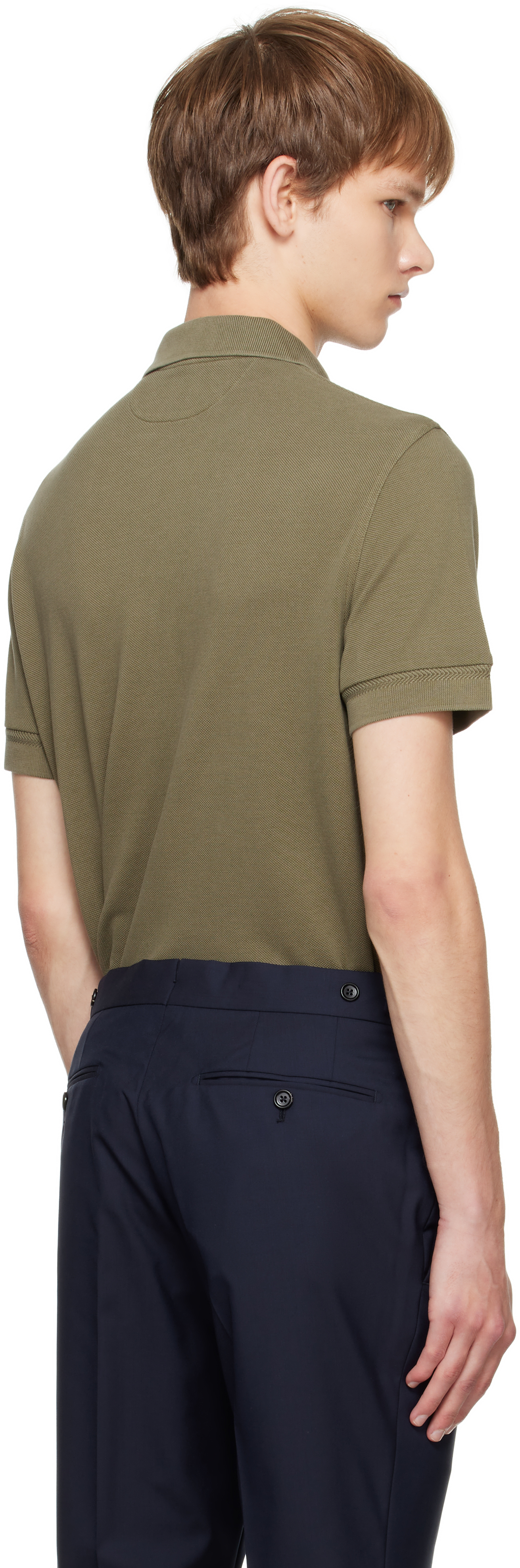 Tom Ford Khaki Piquet Polo In Green