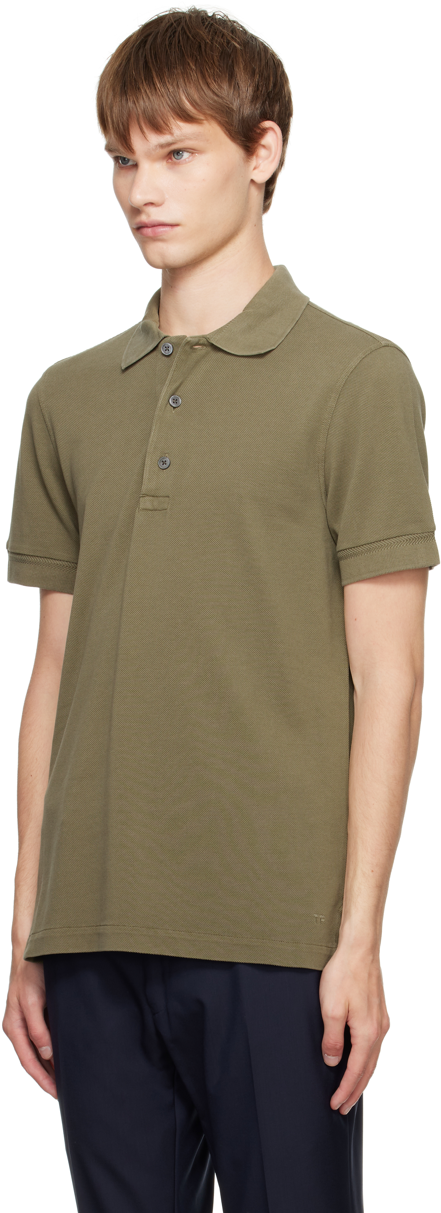 Tom Ford Khaki Piquet Polo In Green