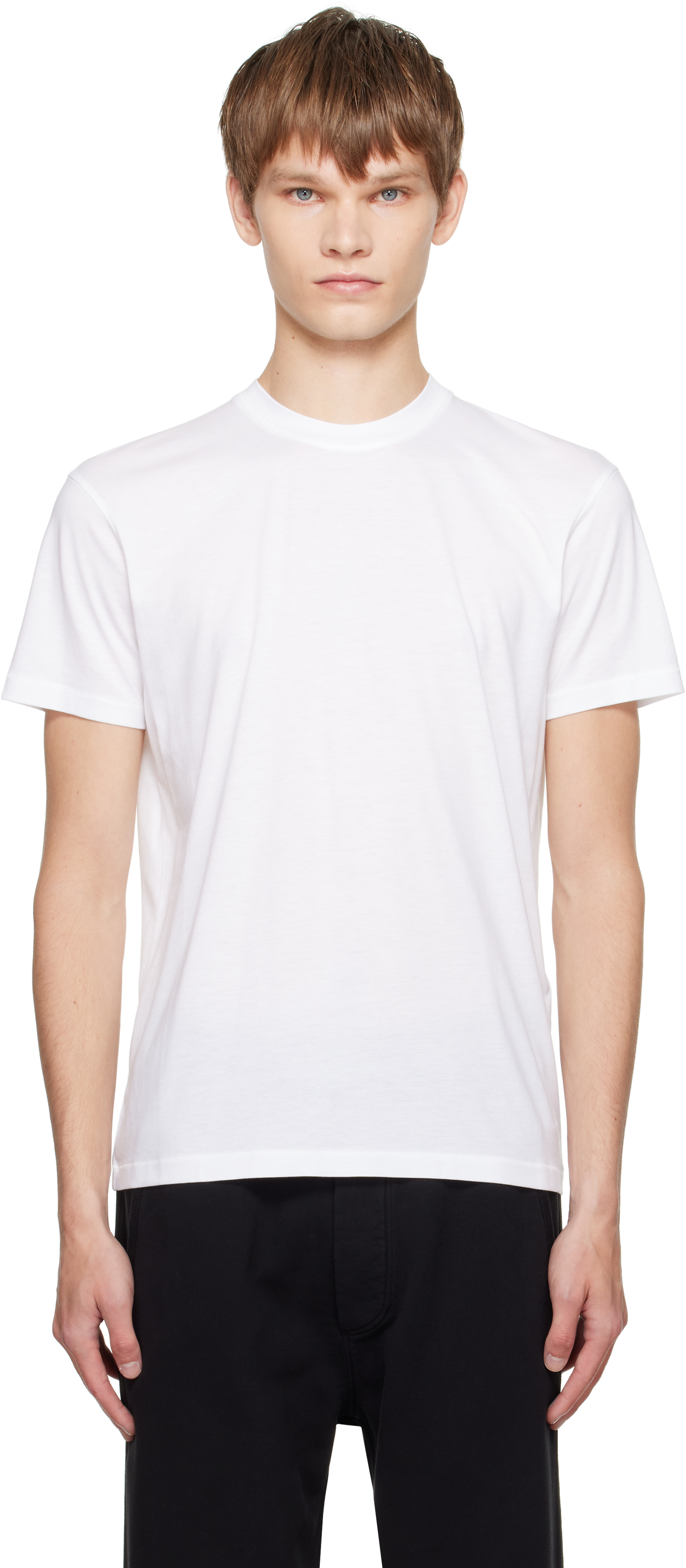 Tom Ford White Lyocell Cotton Crewneck T-shirt In Multi