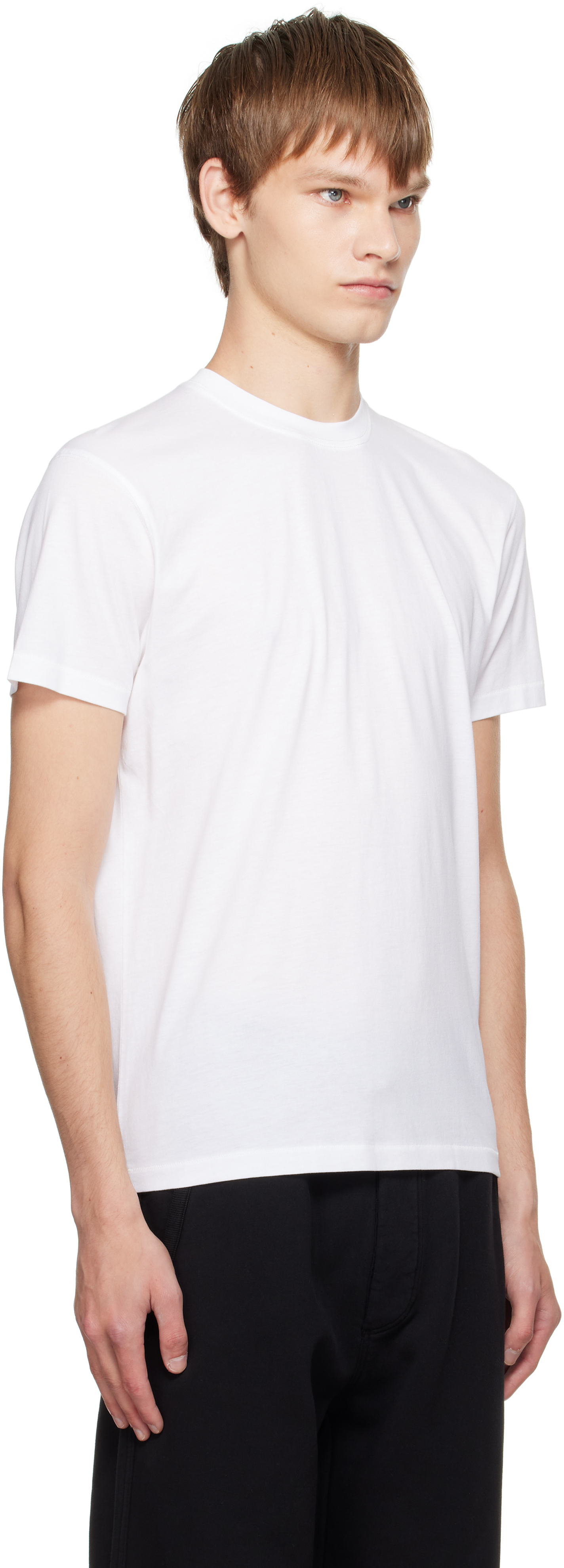 Tom Ford White Lyocell Cotton Crewneck T-shirt In Multi