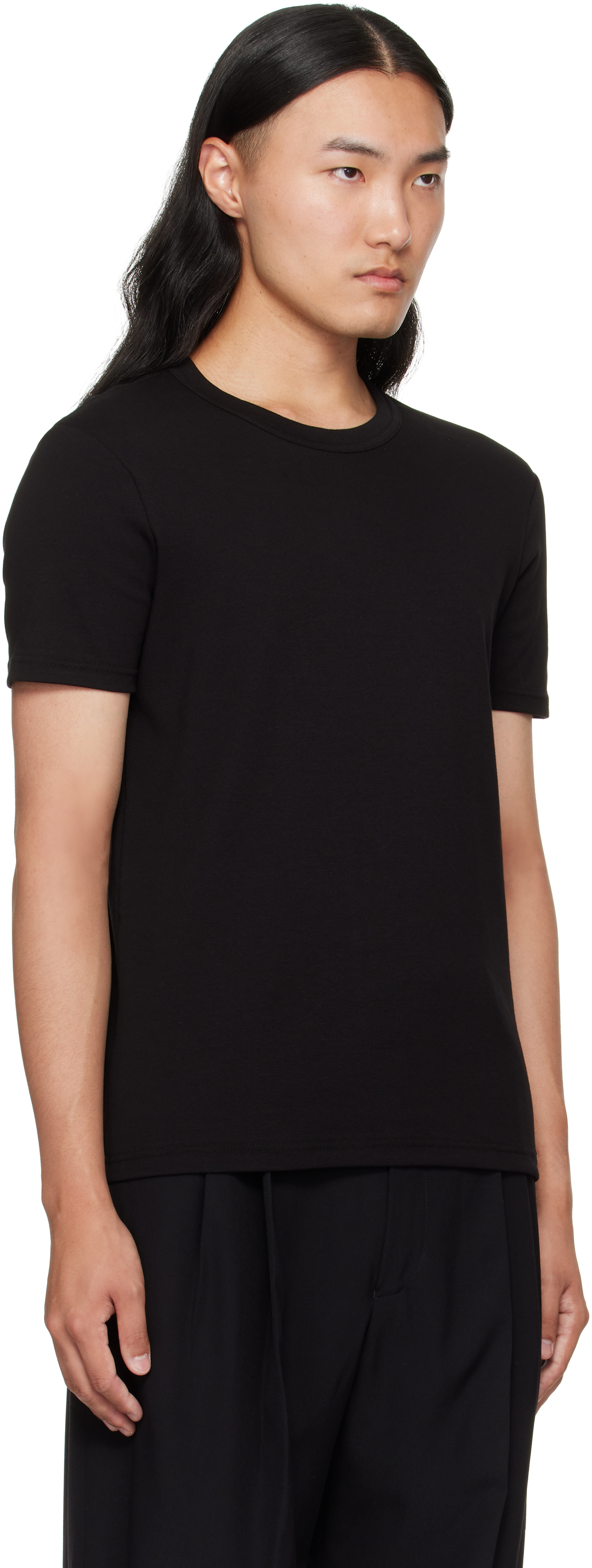 Tom Ford Round Collar Logo T-shirt In Black