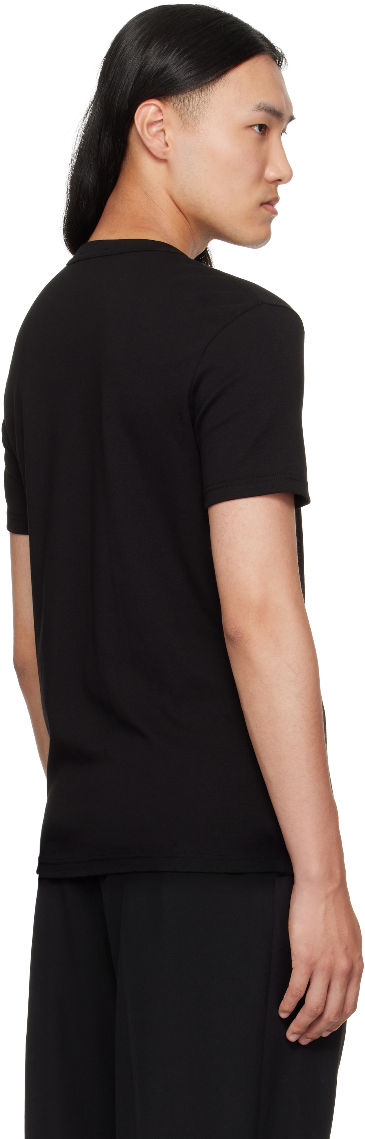 Tom Ford Round Collar Logo T-shirt In Black
