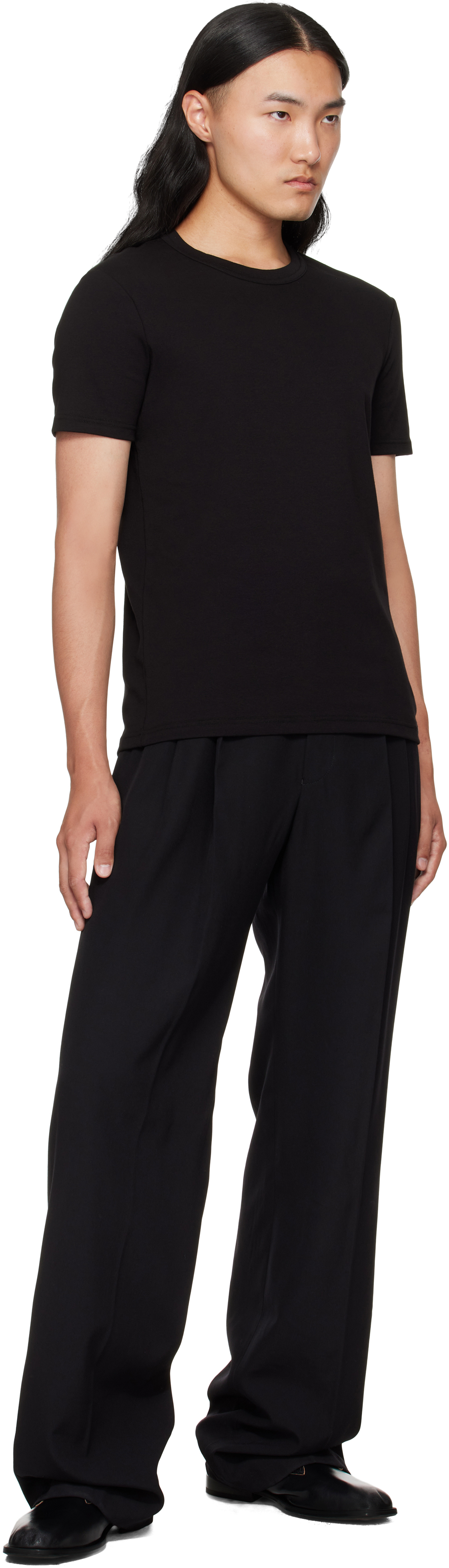 Tom Ford Round Collar Logo T-shirt In Black