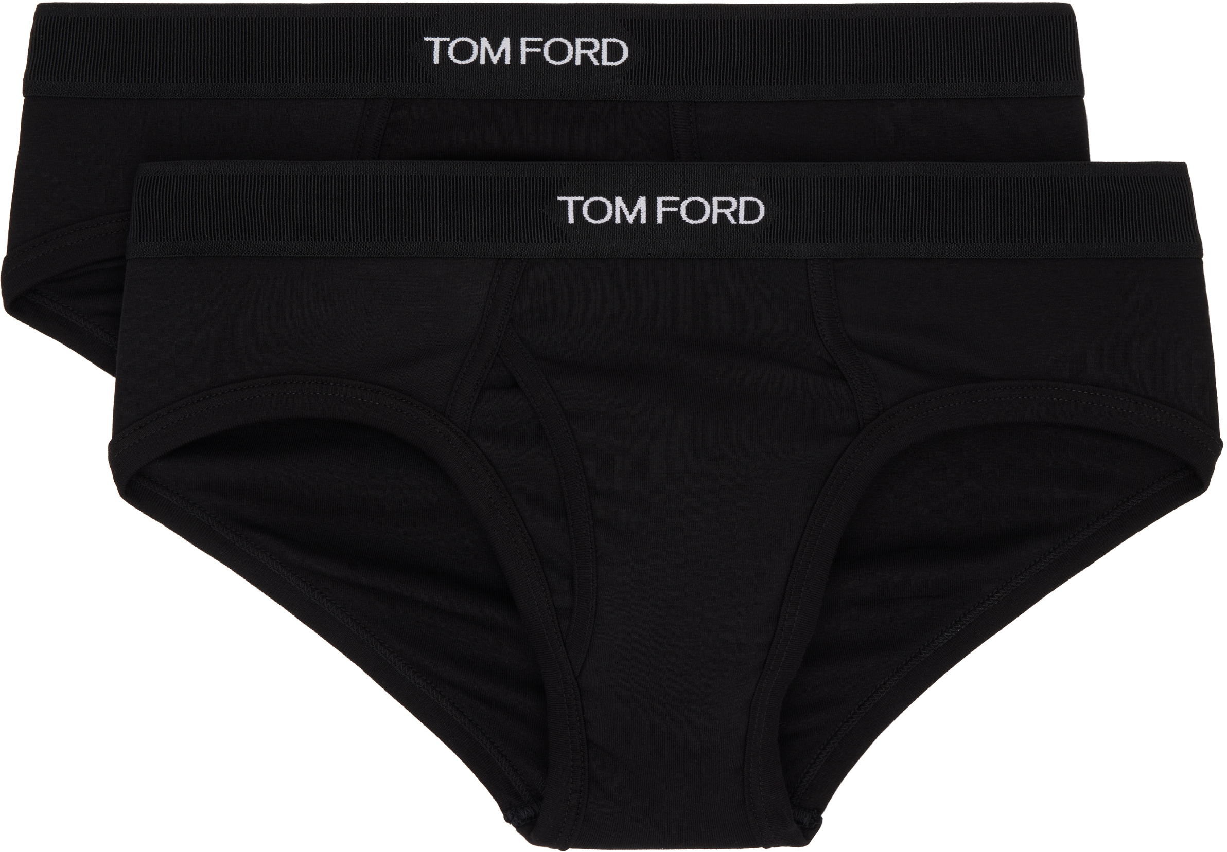Tom Ford Two-pack Black Cotton Briefs In Black