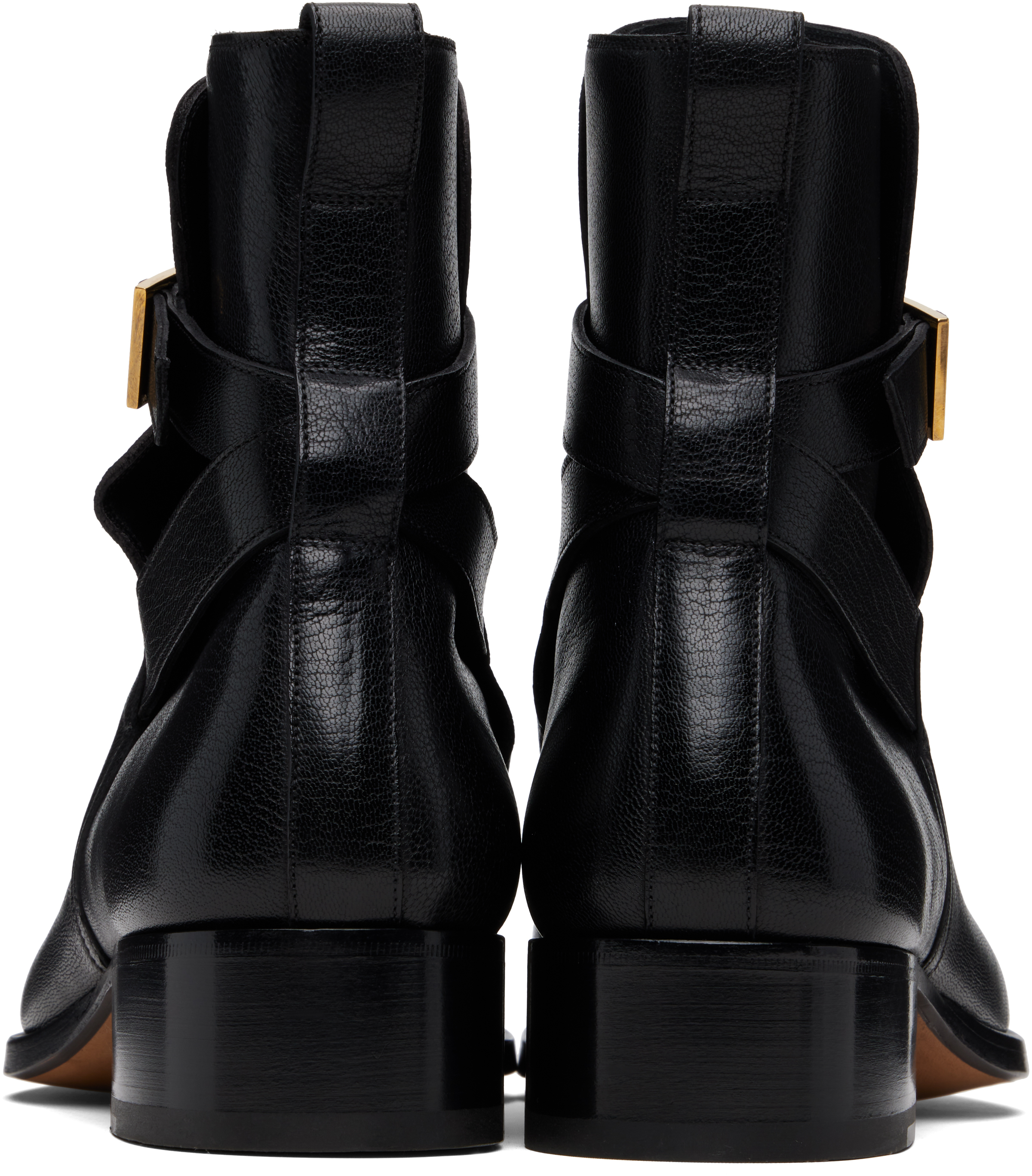 Tom Ford Black Supple Grain Kenneth Buckle Boots In Multi
