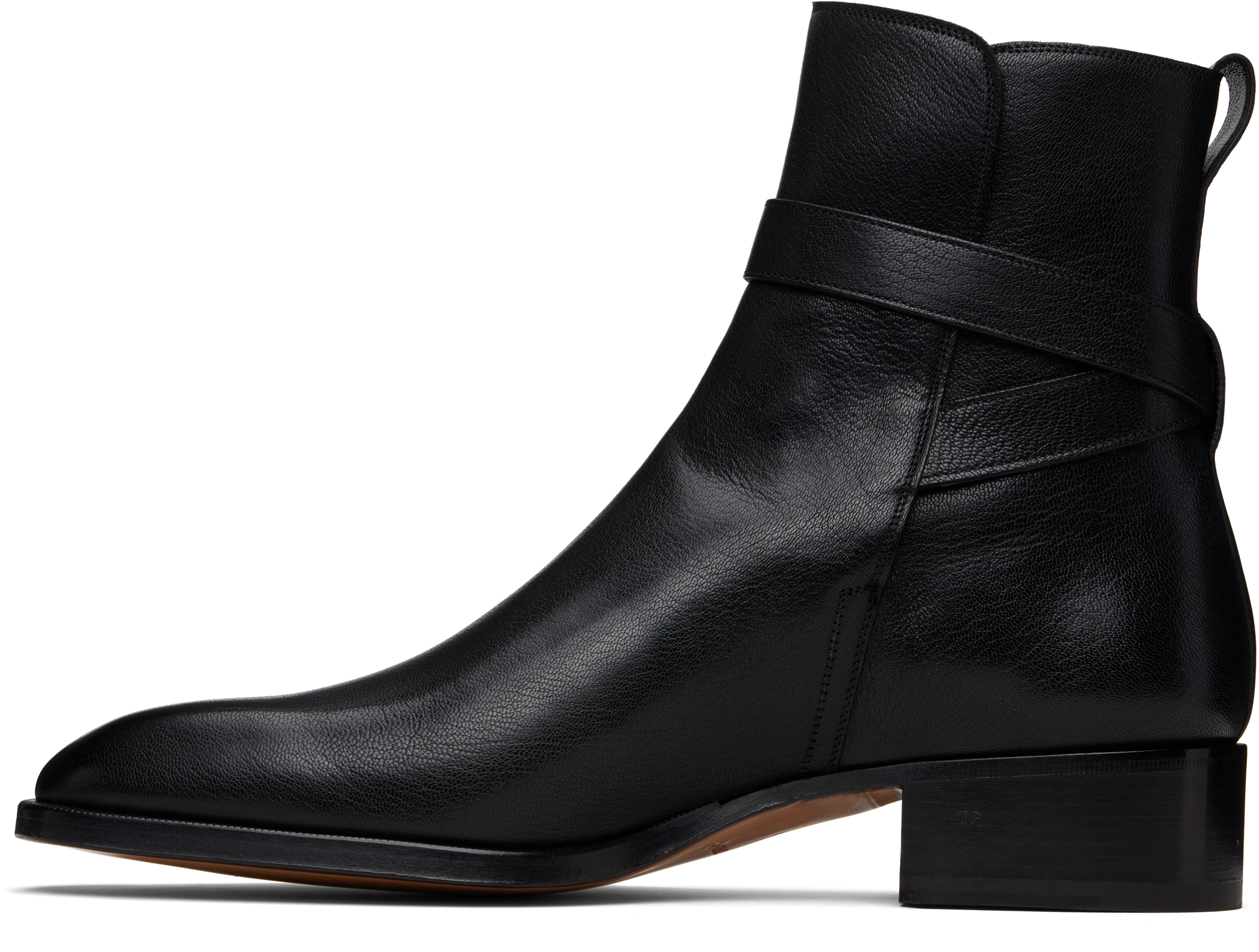 Tom Ford Black Supple Grain Kenneth Buckle Boots In Multi