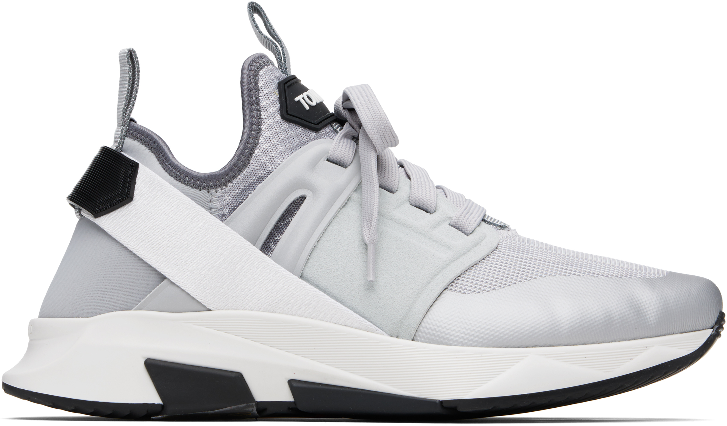 Tom Ford Gray Neoprene Suede Jago Sneakers In Gray
