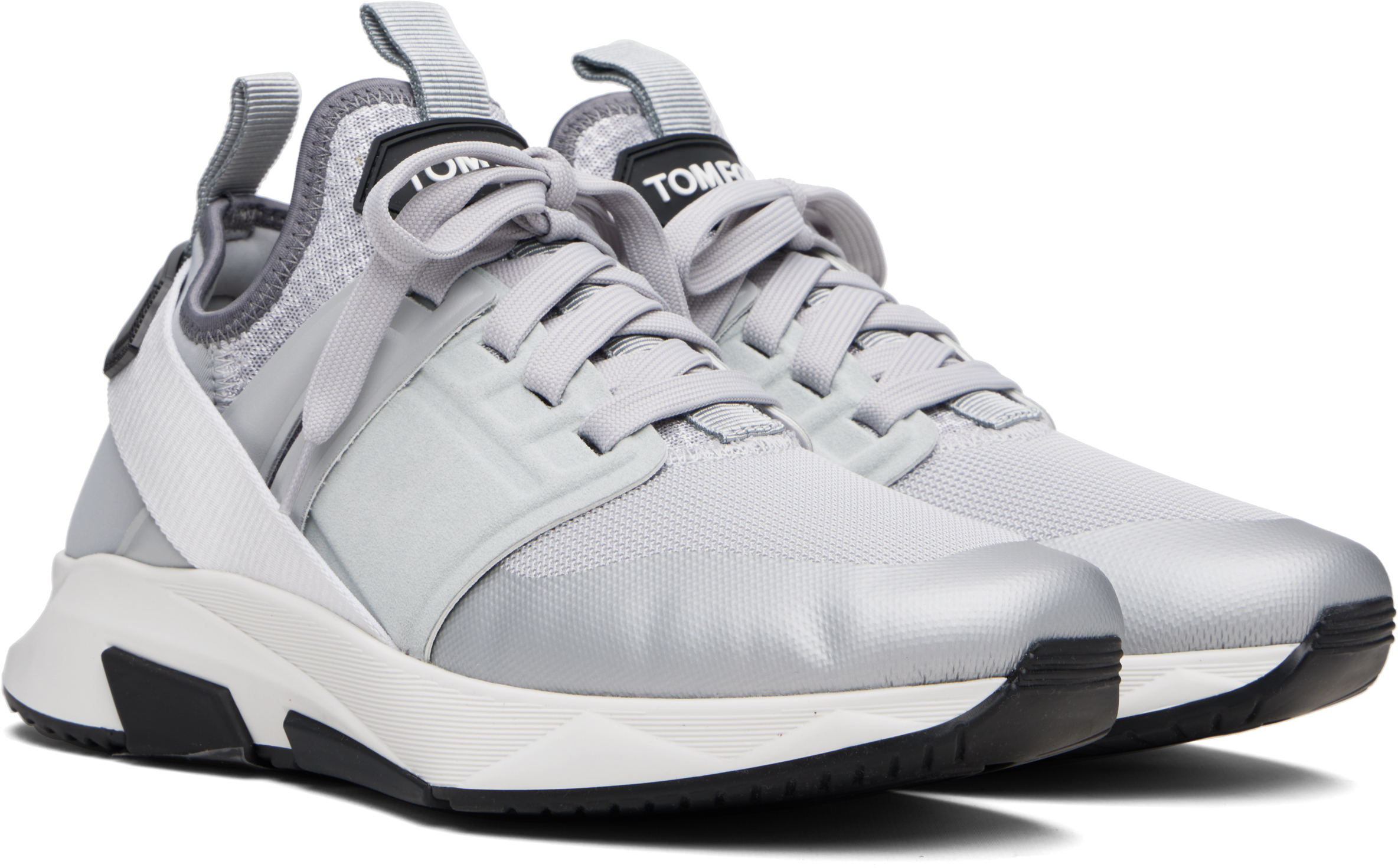 Tom Ford Gray Neoprene Suede Jago Sneakers In Gray