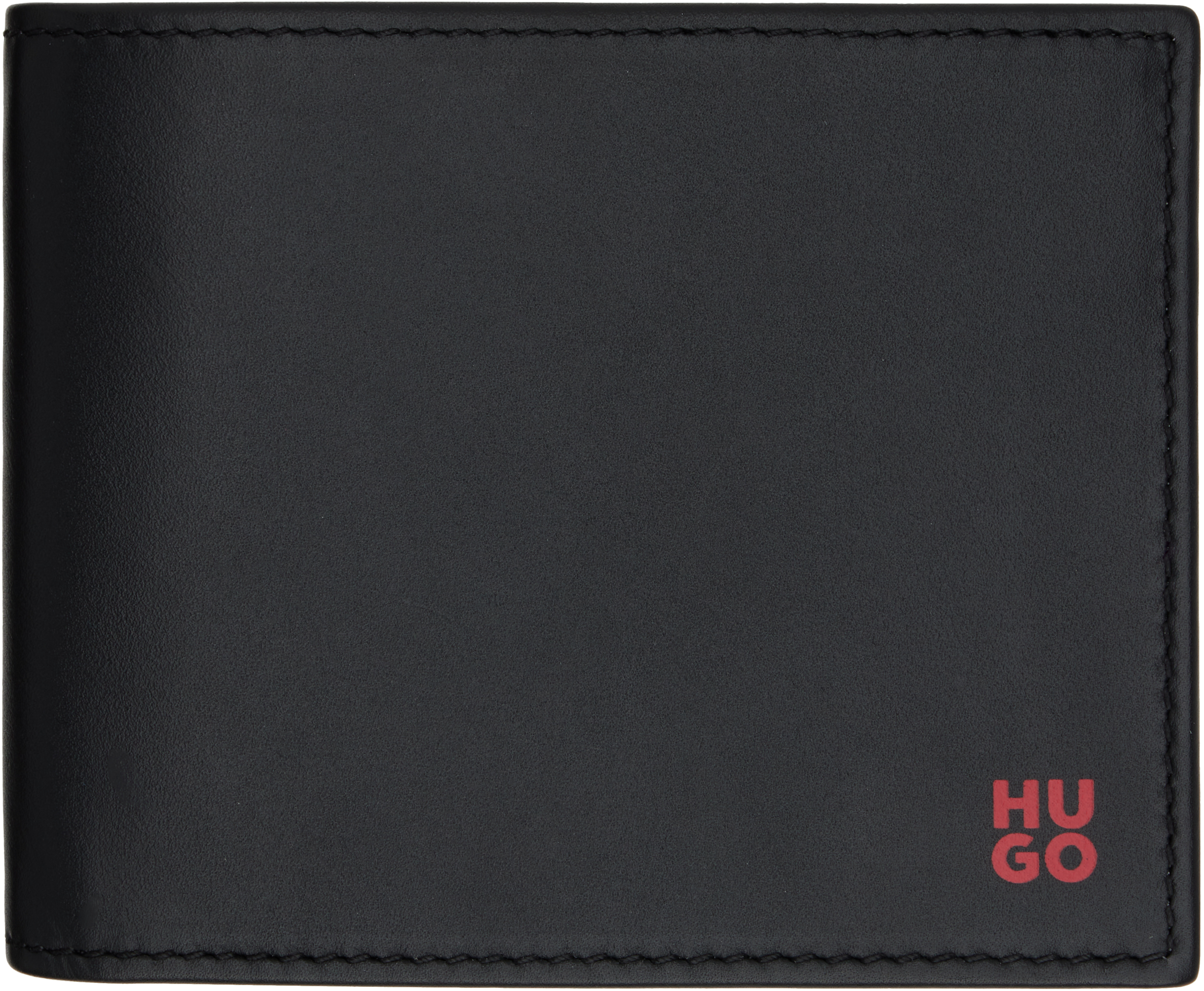 Hugo Boss Black Leather Stacked Logo Wallet