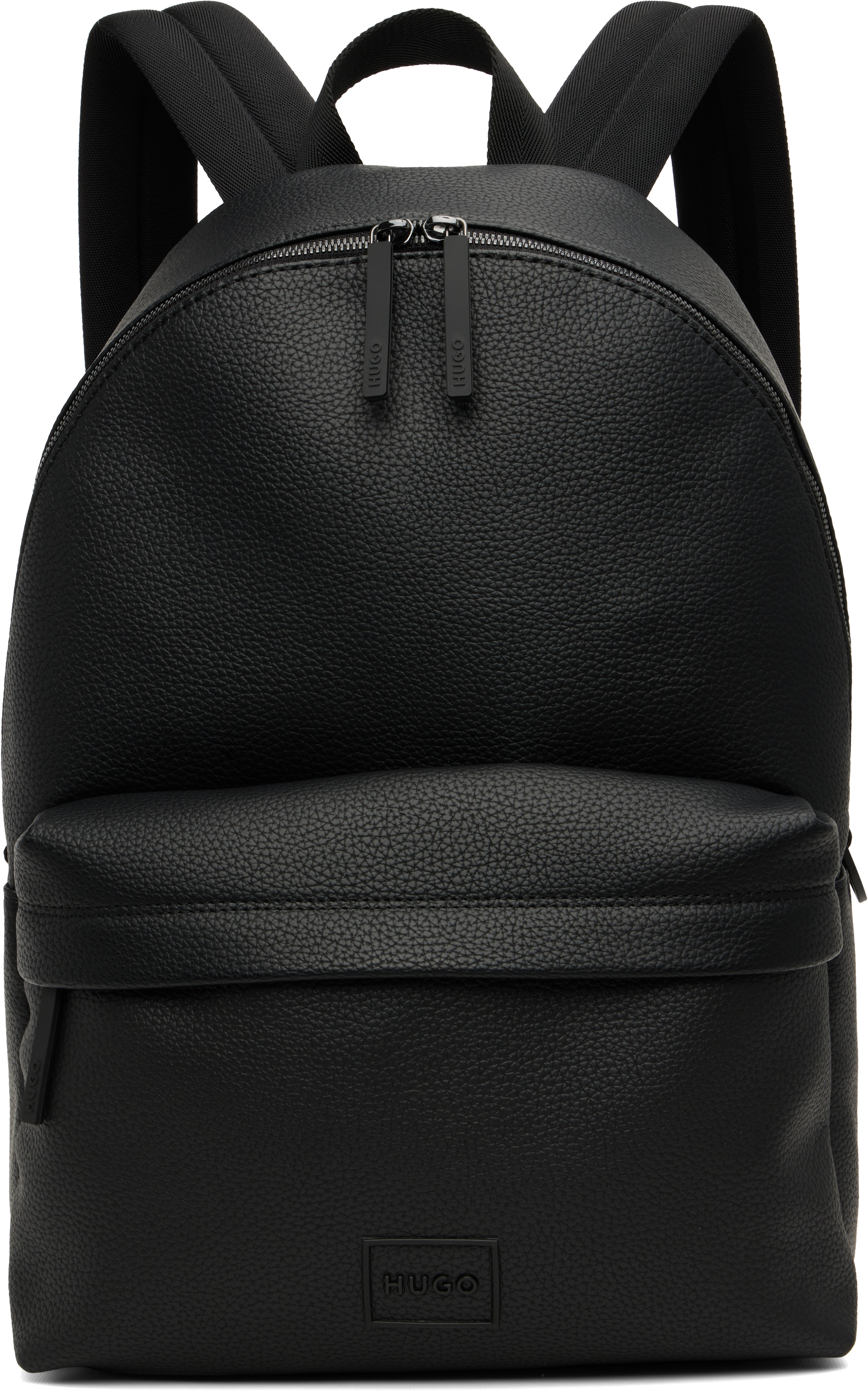 Hugo Boss Black Faux-leather Logo Backpack In Black