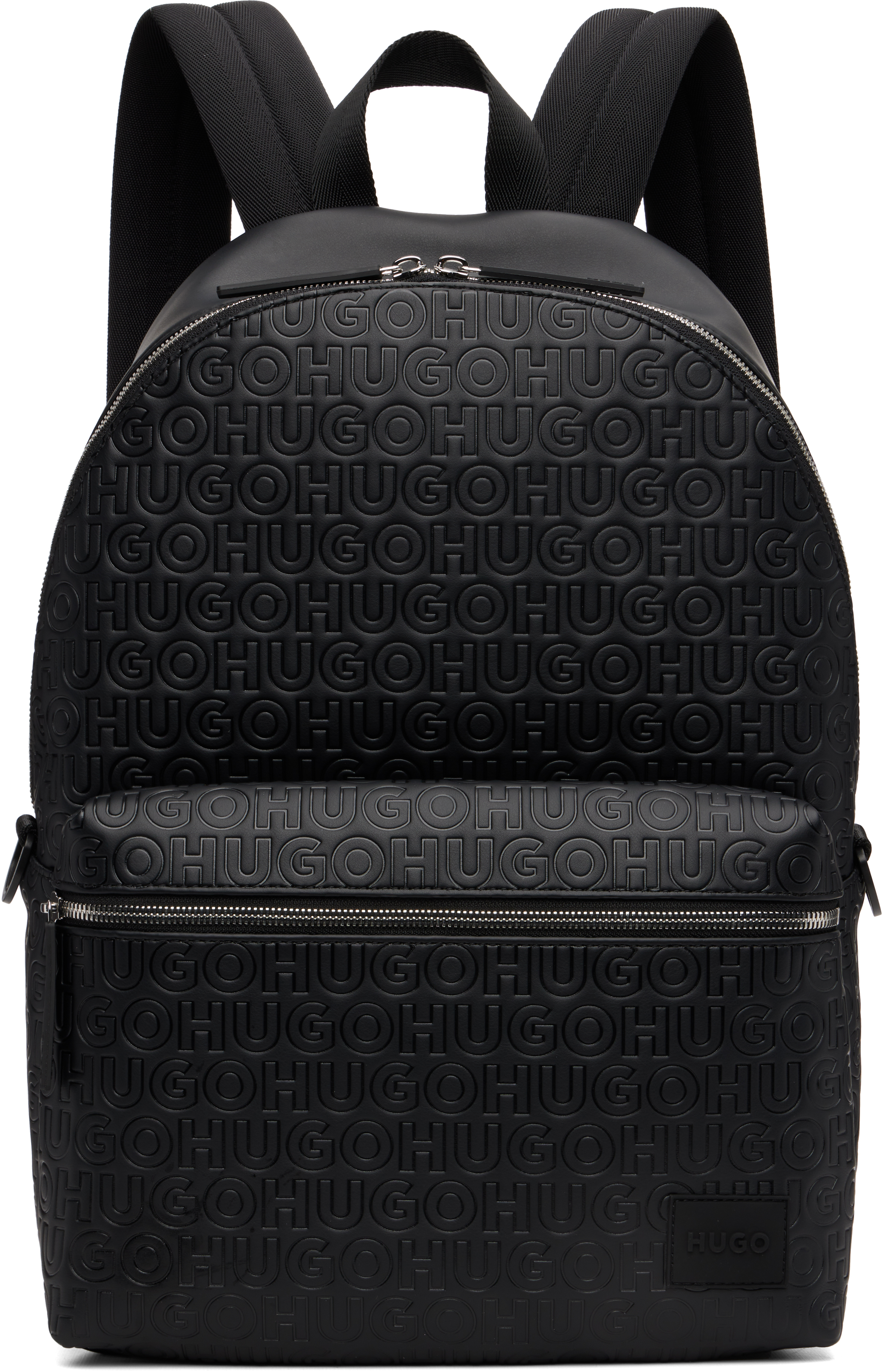 Hugo Boss Black Embossed-logo Faux-leather Backpack In Black