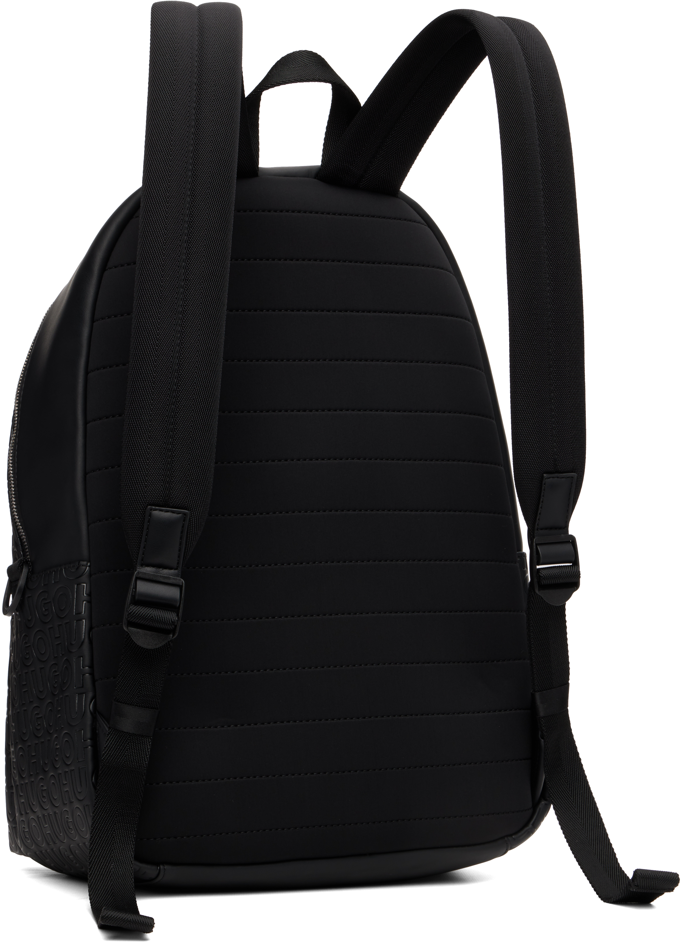 Hugo Boss Black Embossed-logo Faux-leather Backpack In Black
