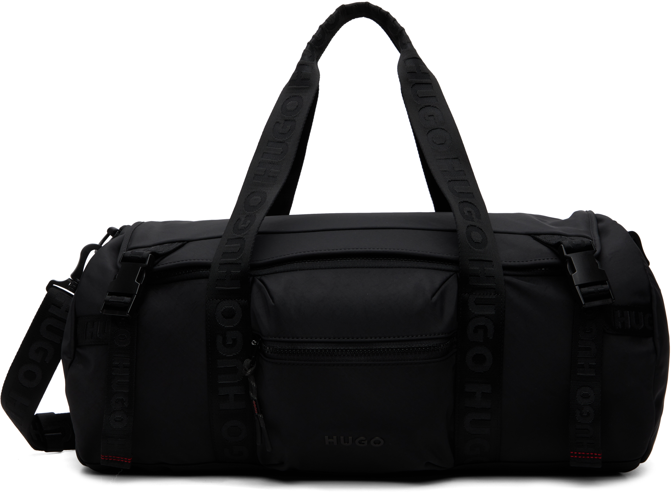 Hugo: ブラック Holdall ロゴストラップ ダッフルバッグ