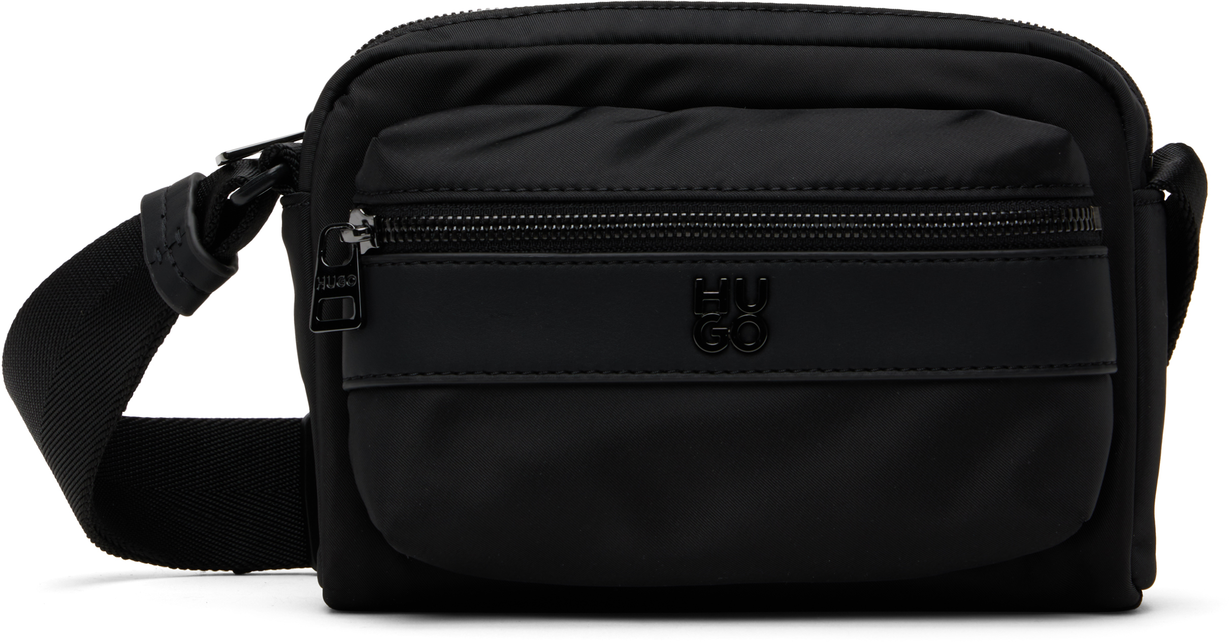 Black Stacked-Logo Twill Crossbody Bag