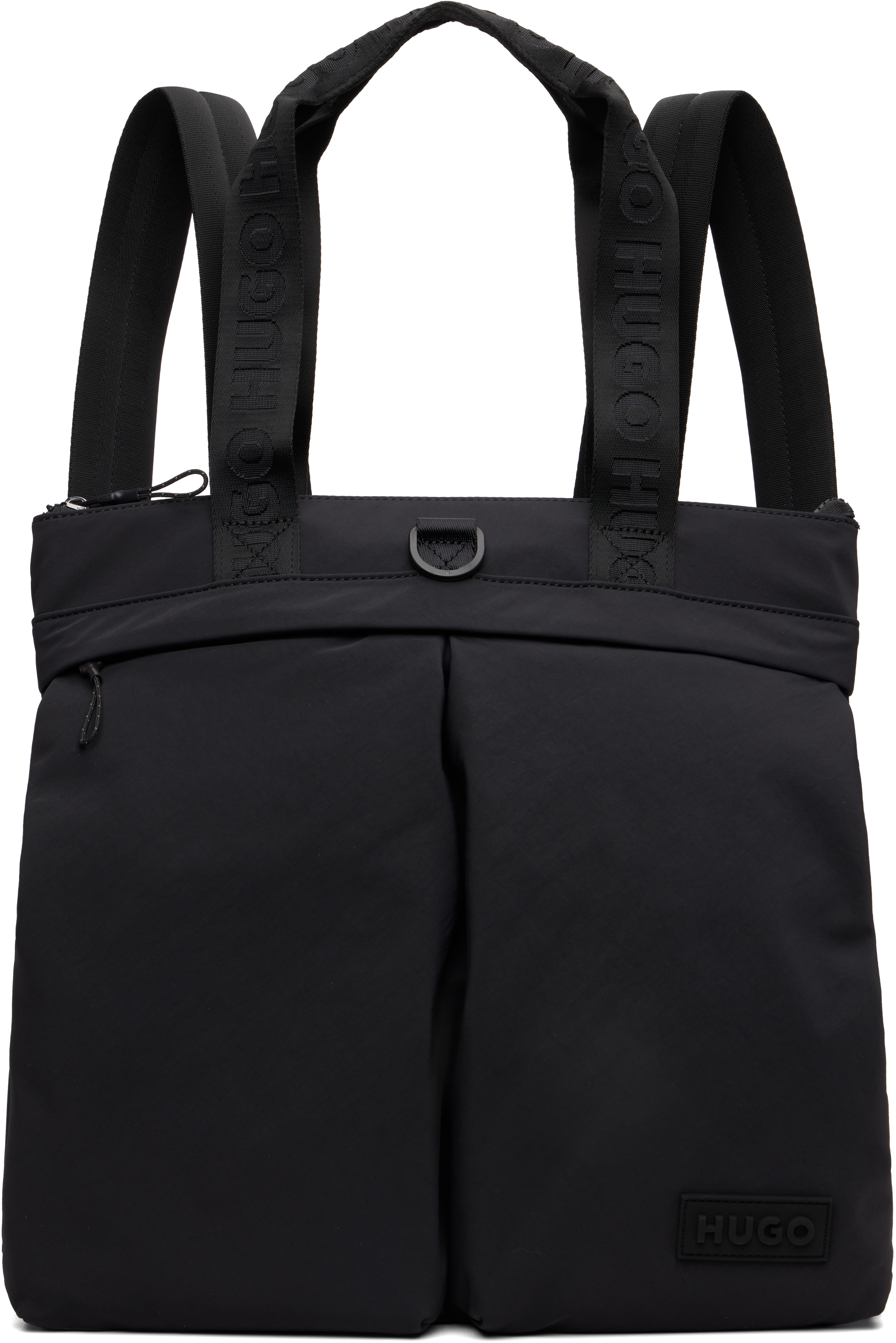 HUGOバッグ HUGO - Twill crossbody bag with stacked-logo hardware - Black