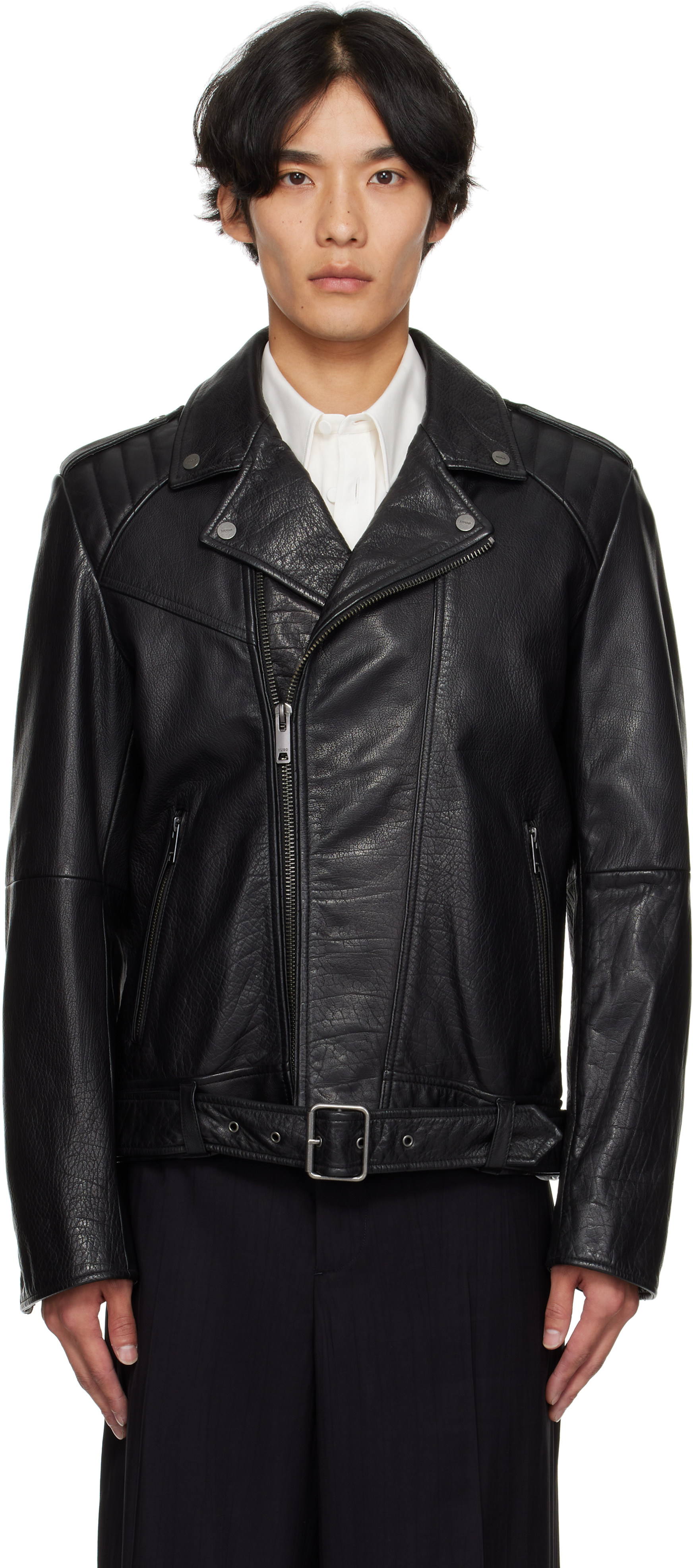 【Henig Furs❗️】ハリウッド超高級ブランドレザーテーラードジャケット黒 HI-NECK LEATHER JKT by GAP | instantbootleg store