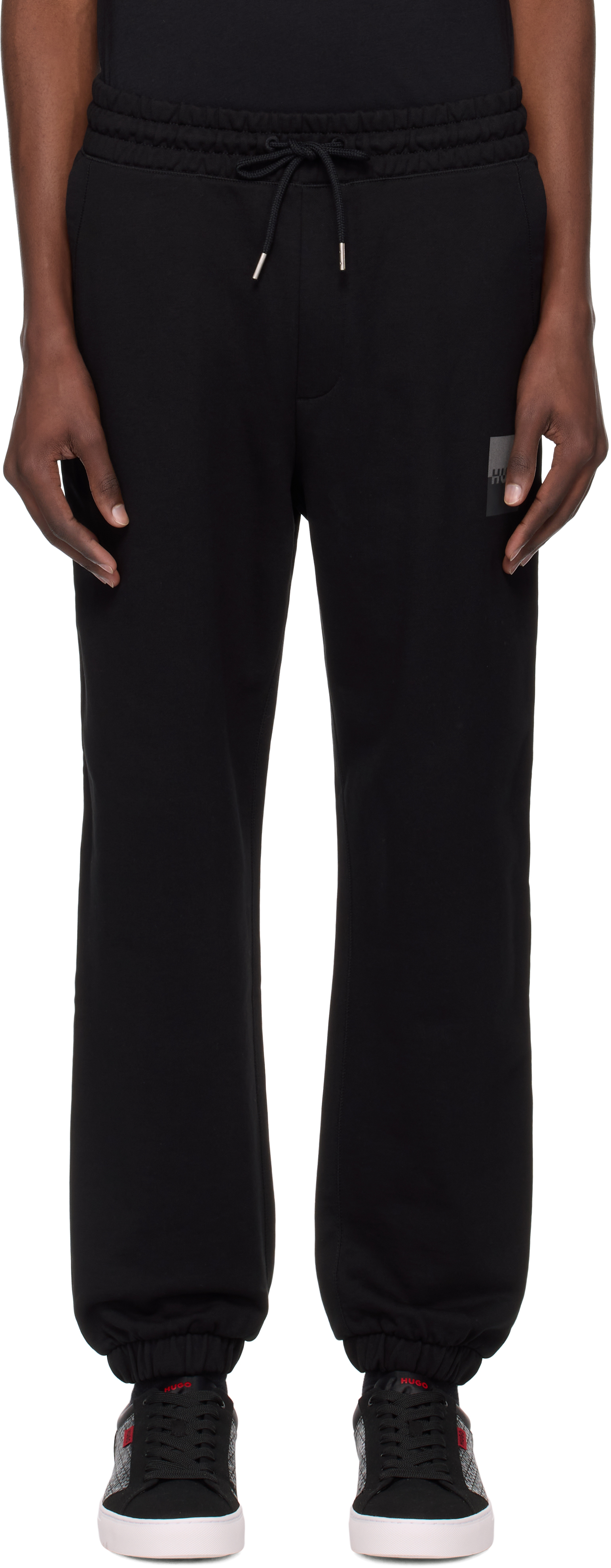 Black Cotton Terry Split Logo Sweatpants