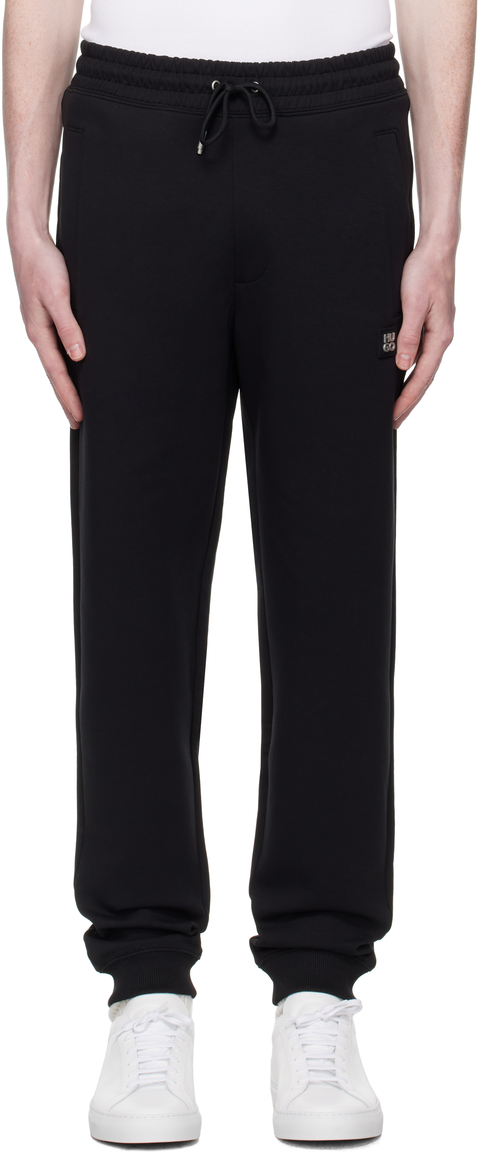 Black Stacked Logo Cotton Tracksuit Sweatpants