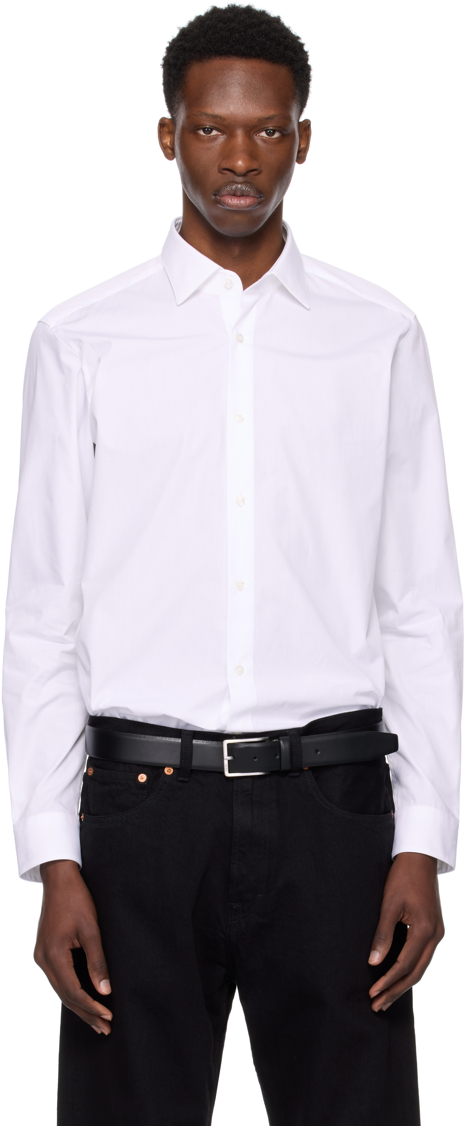 Black Modern Fit Easy-Iron Cotton Poplin Shirt