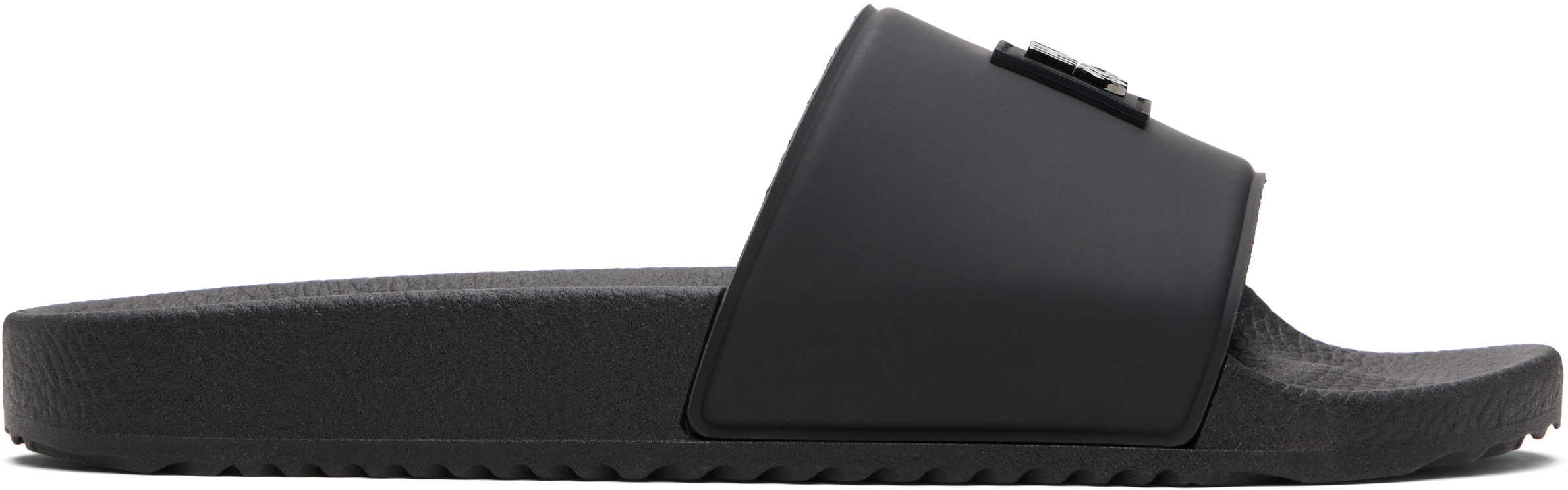Hugo Boss Black Contrast-logo Strap Slides In Black