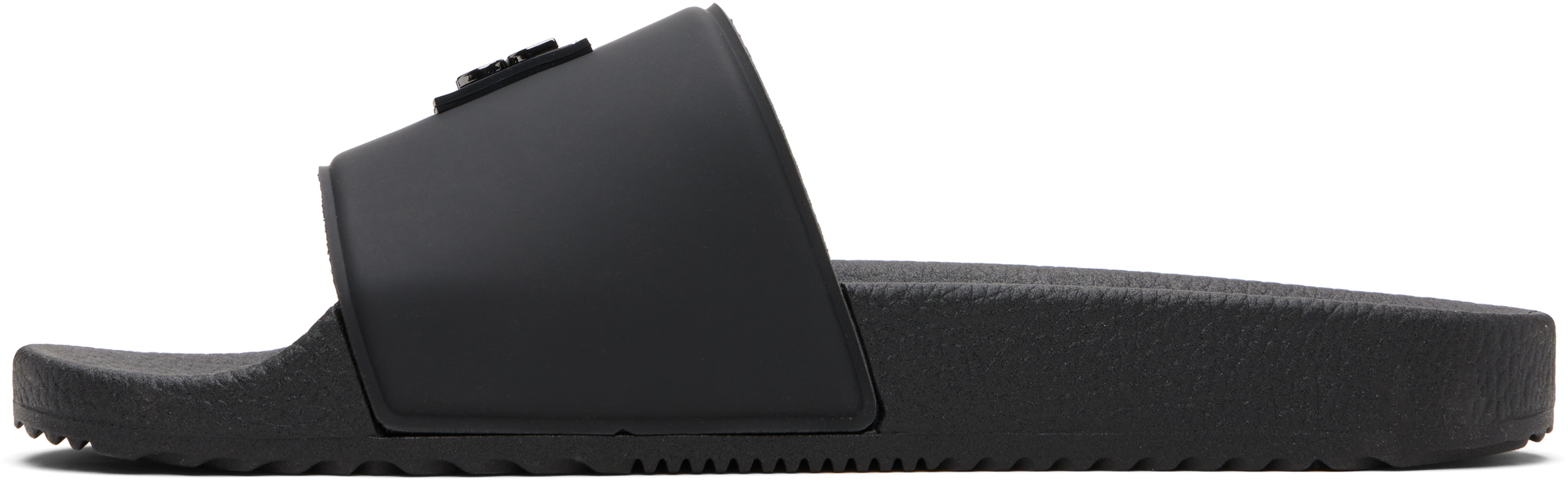 Hugo Boss Black Contrast-logo Strap Slides In Black