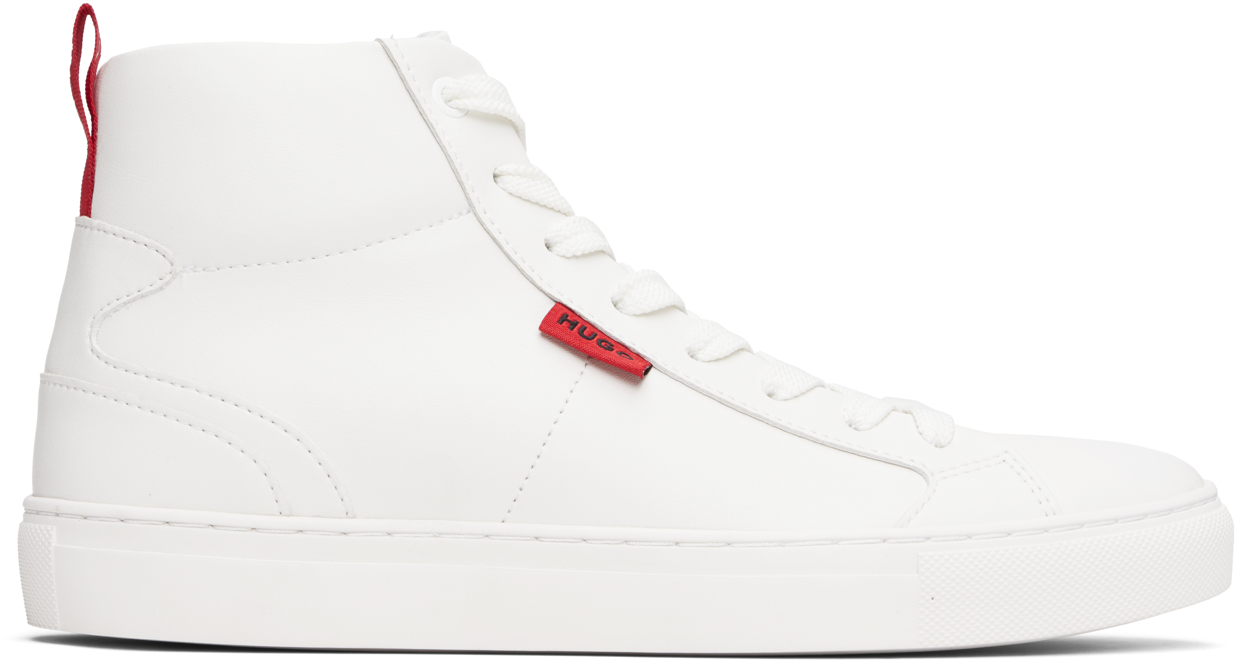White Faux-Leather High-Top Sneakers