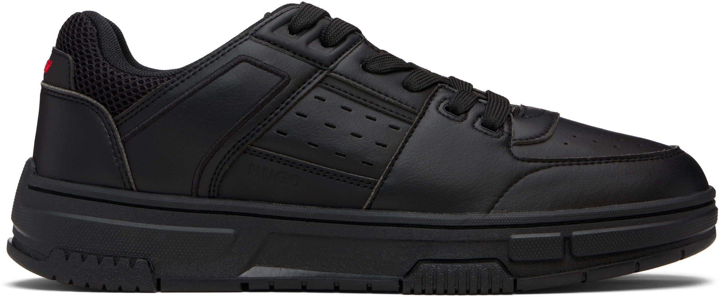 White Faux-Leather Mesh Trims Sneakers