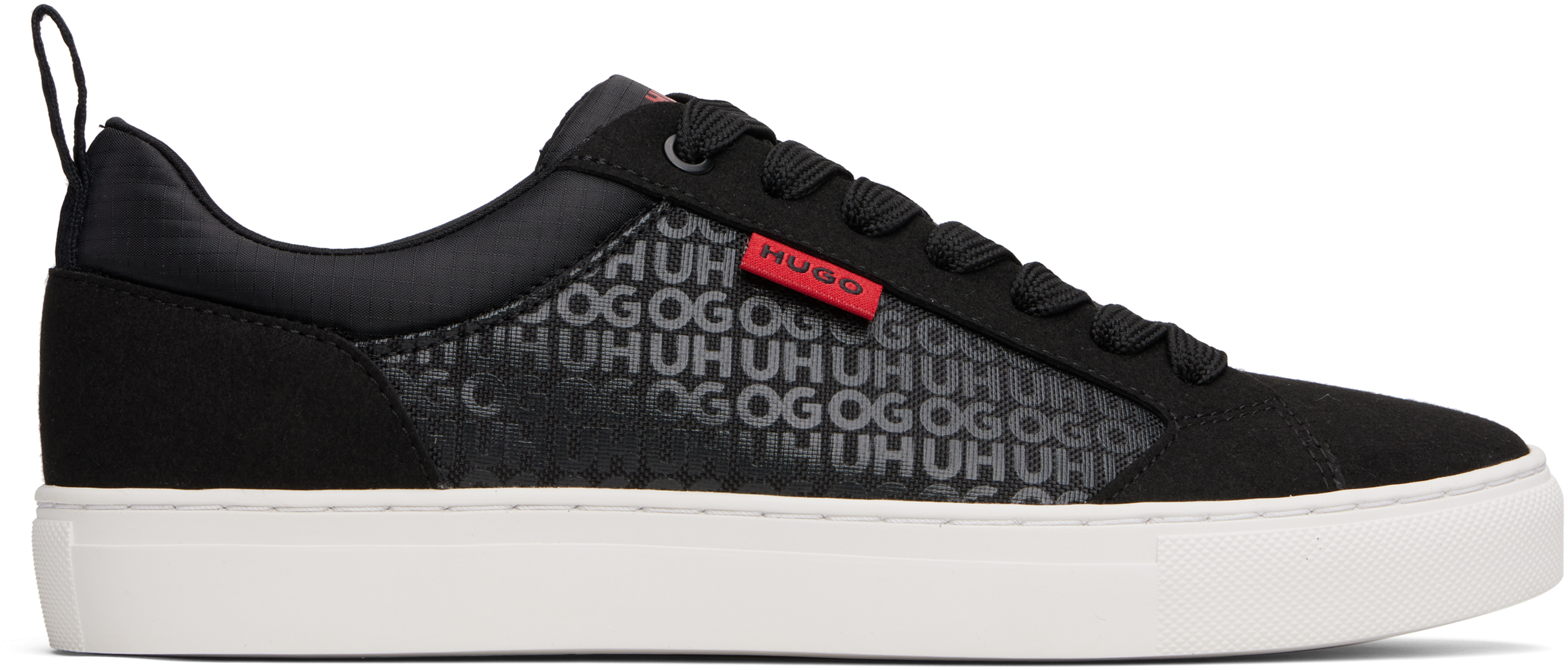 Black Printed-Logo Sneakers
