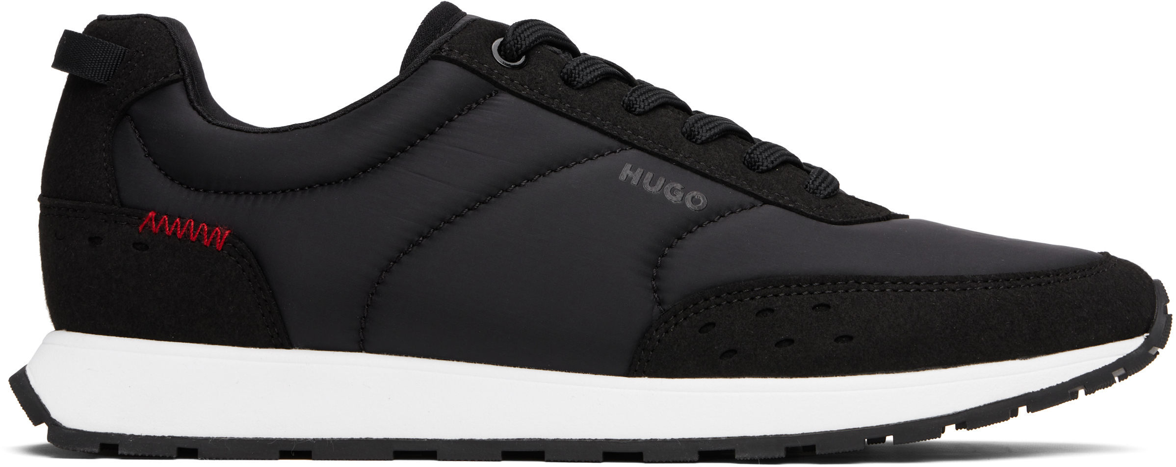 Black Printed-Logo Faux-Leather Sneakers