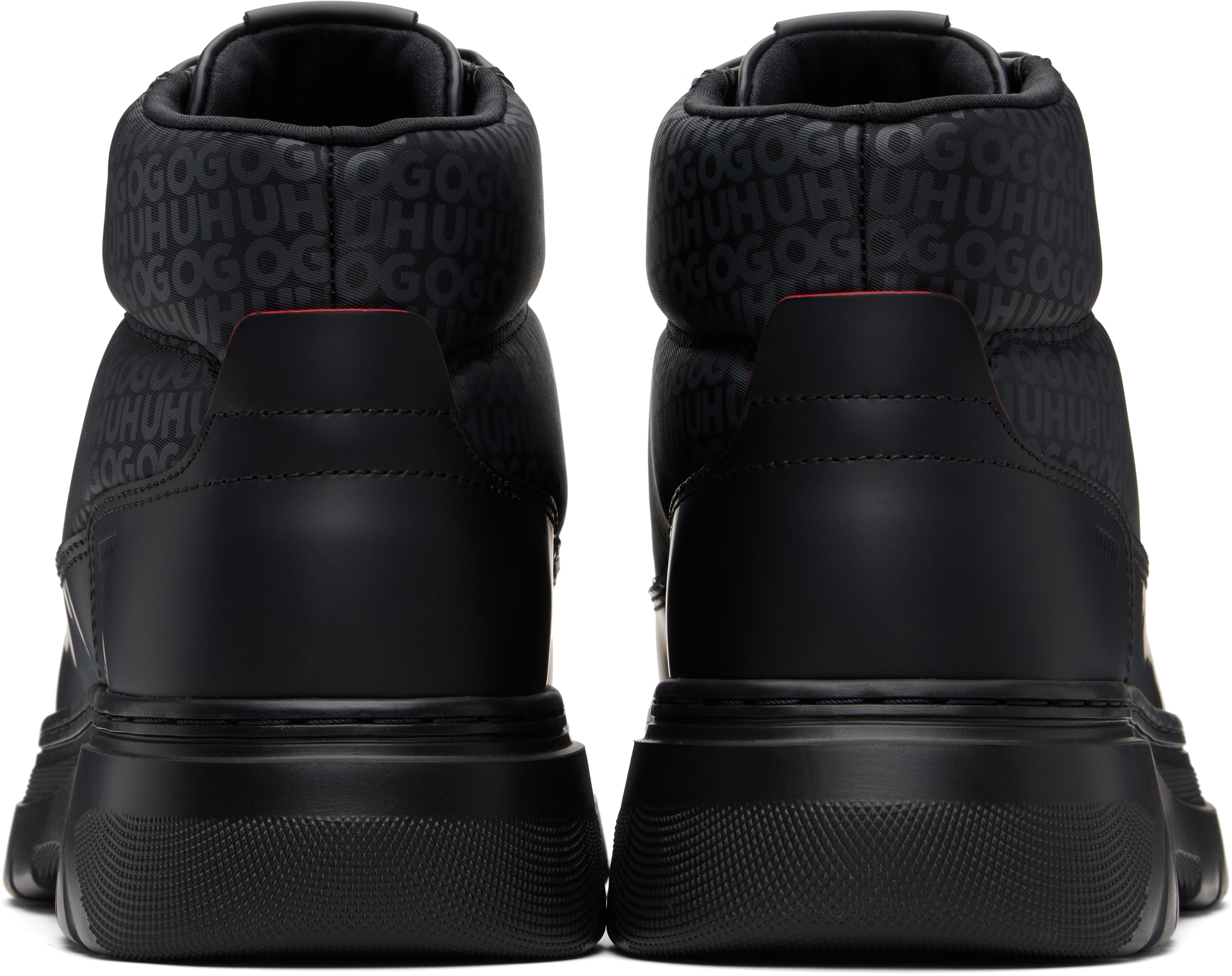 Hugo Boss Black Printed-logo Faux-leather Boots In Black