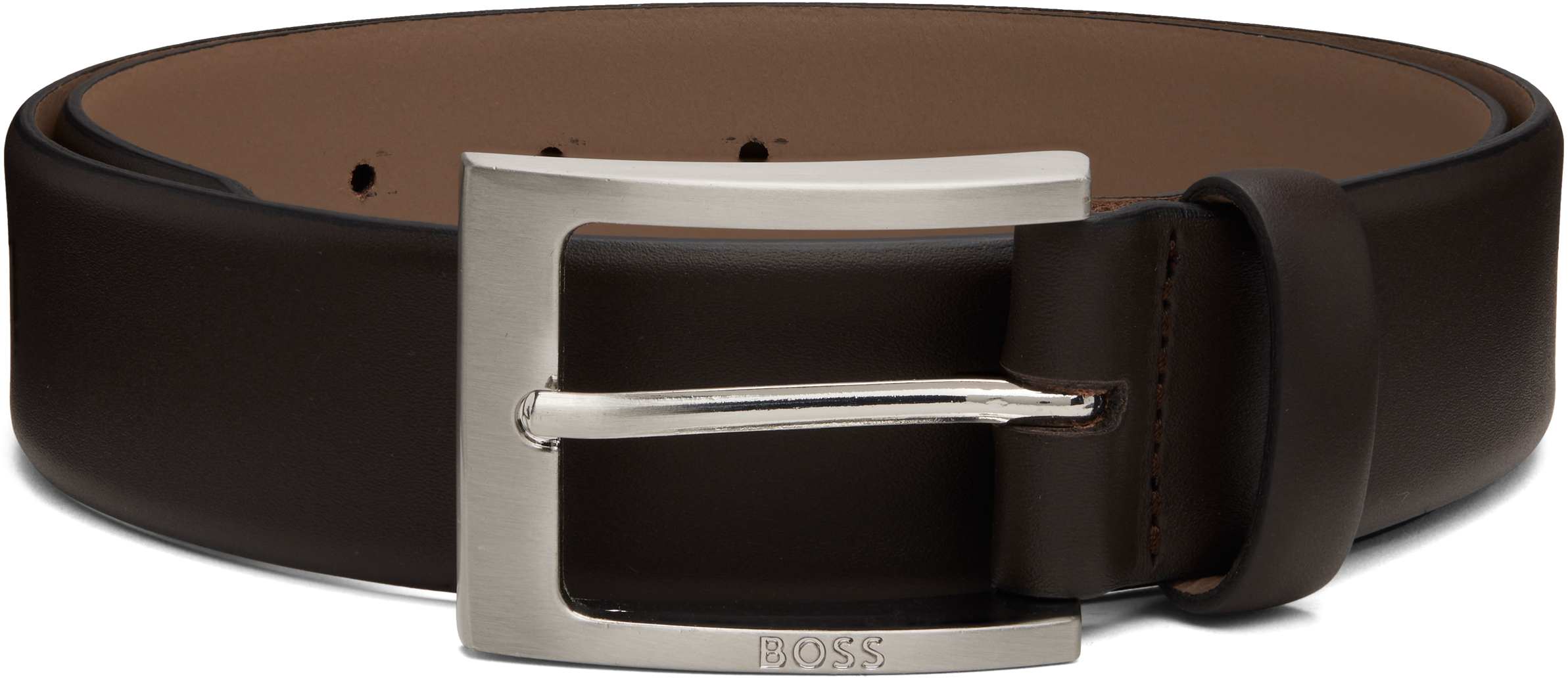 Brown Nappa-Leather Pin-Buckle Belt