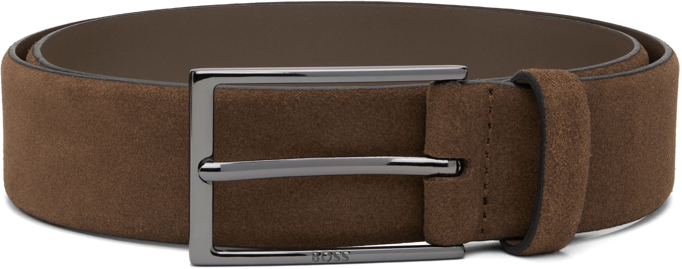 Hugo Boss Tan Suede Belt In Brown